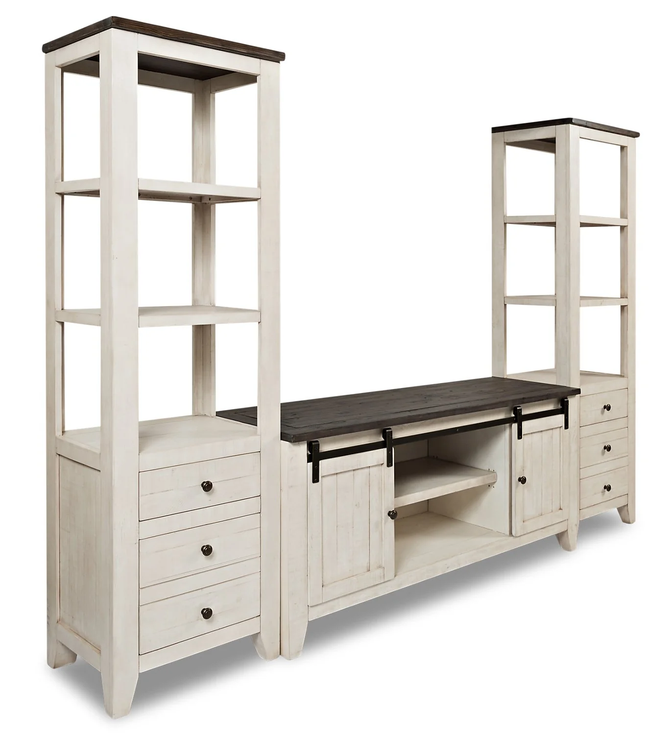 Ahna Barn-Door 3-Piece Entertainment Centre with 60" TV Opening - White - Image 2
