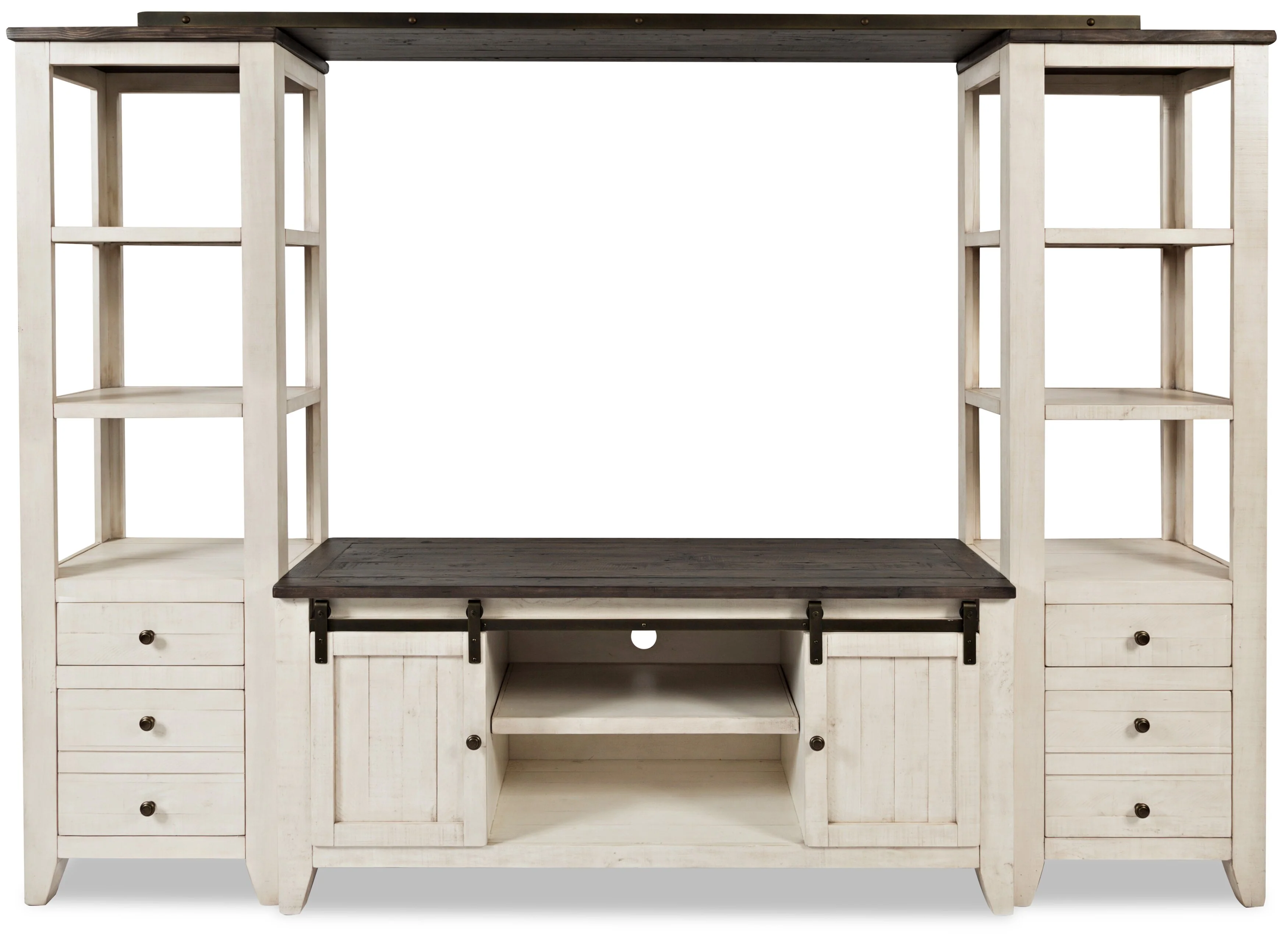 Ahna Barn-Door 4-Piece Entertainment Centre with 60" TV Opening - White - Image 2