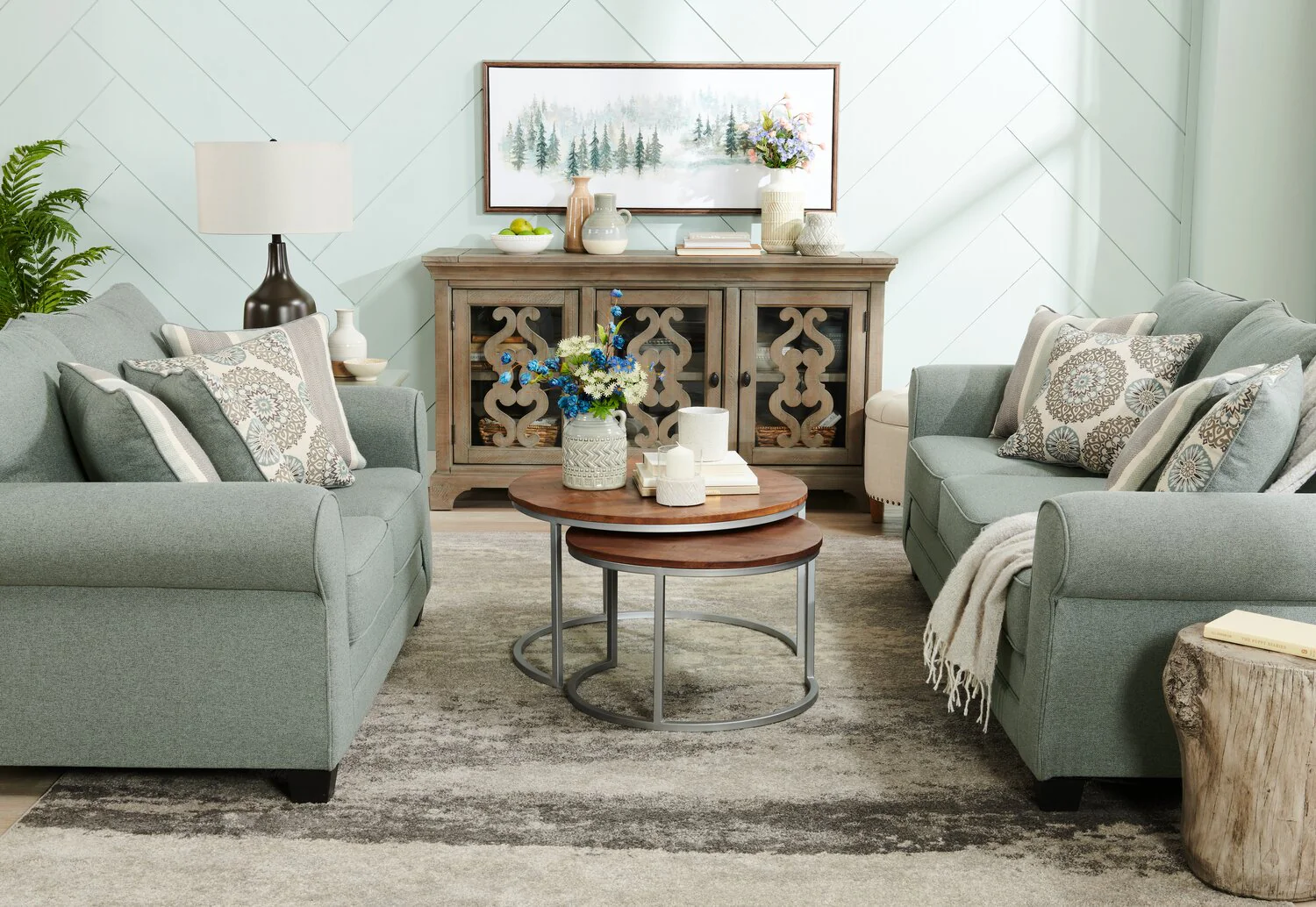 Amara Fabric Loveseat - Mist - Image 6