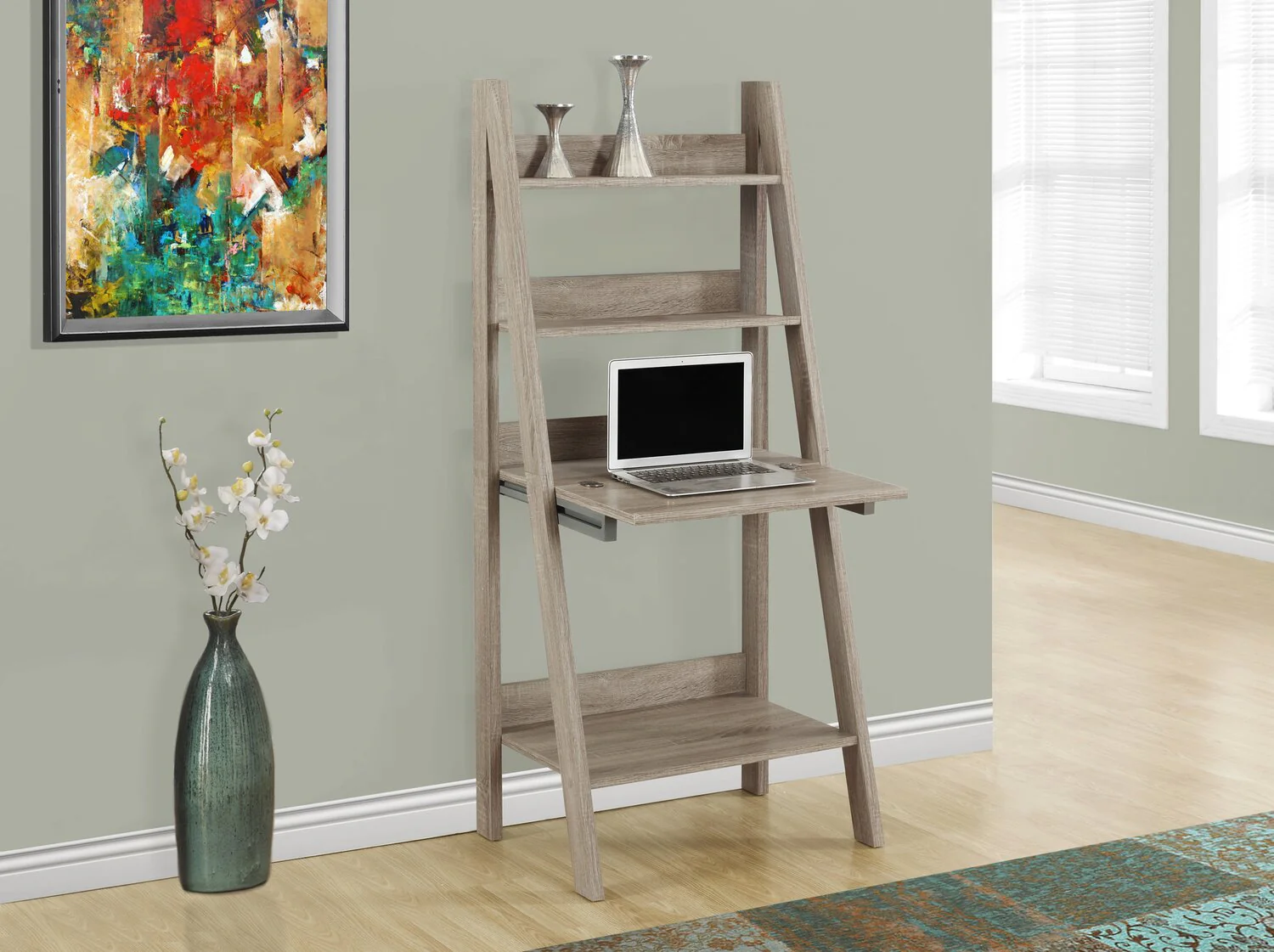 Anadia Ladder Style Desk - Taupe - Image 3