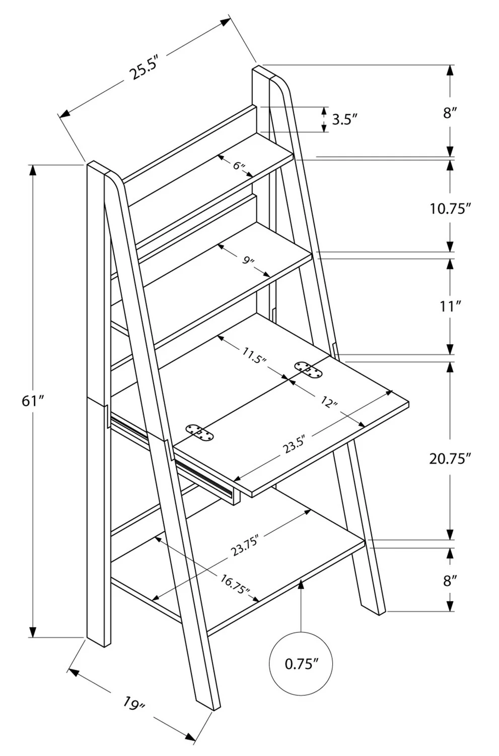 Anadia Ladder Style Desk - Taupe - Image 5