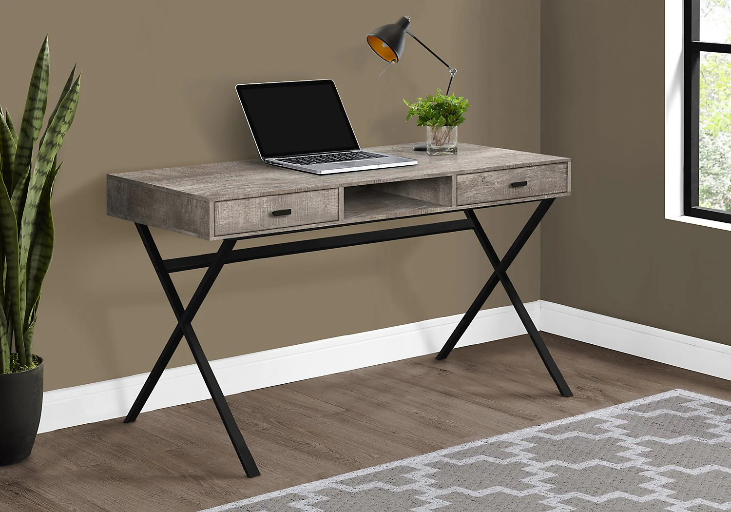 Apolydor Reclaimed Wood-Look Desk - Taupe - Image 4