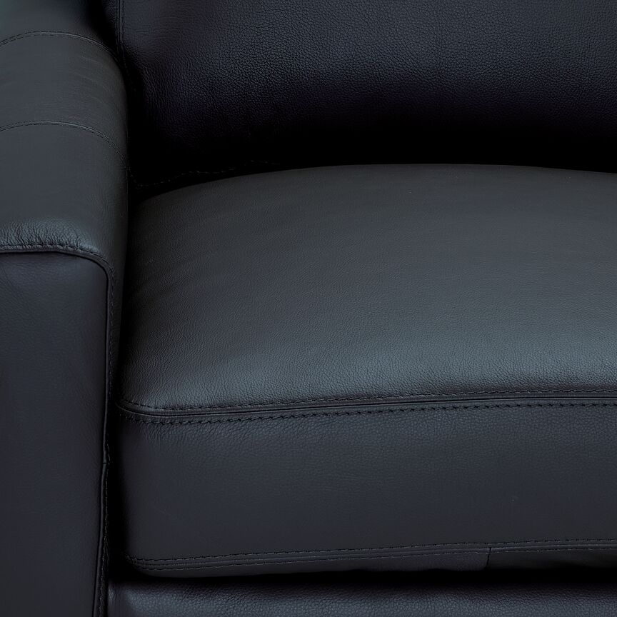 Arcadia Leather Sofa and Chair Set - Raven - Image 4
