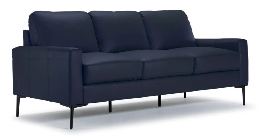 Arcadia Leather Sofa and Loveseat Set - Navy - Image 2