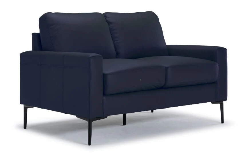 Arcadia Leather Sofa and Loveseat Set - Navy - Image 3