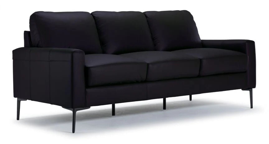 Arcadia Leather Sofa, Loveseat and Chair Set - Raven - Image 2
