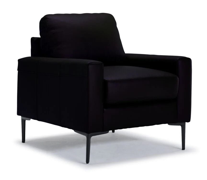 Arcadia Leather Sofa, Loveseat and Chair Set - Raven - Image 4