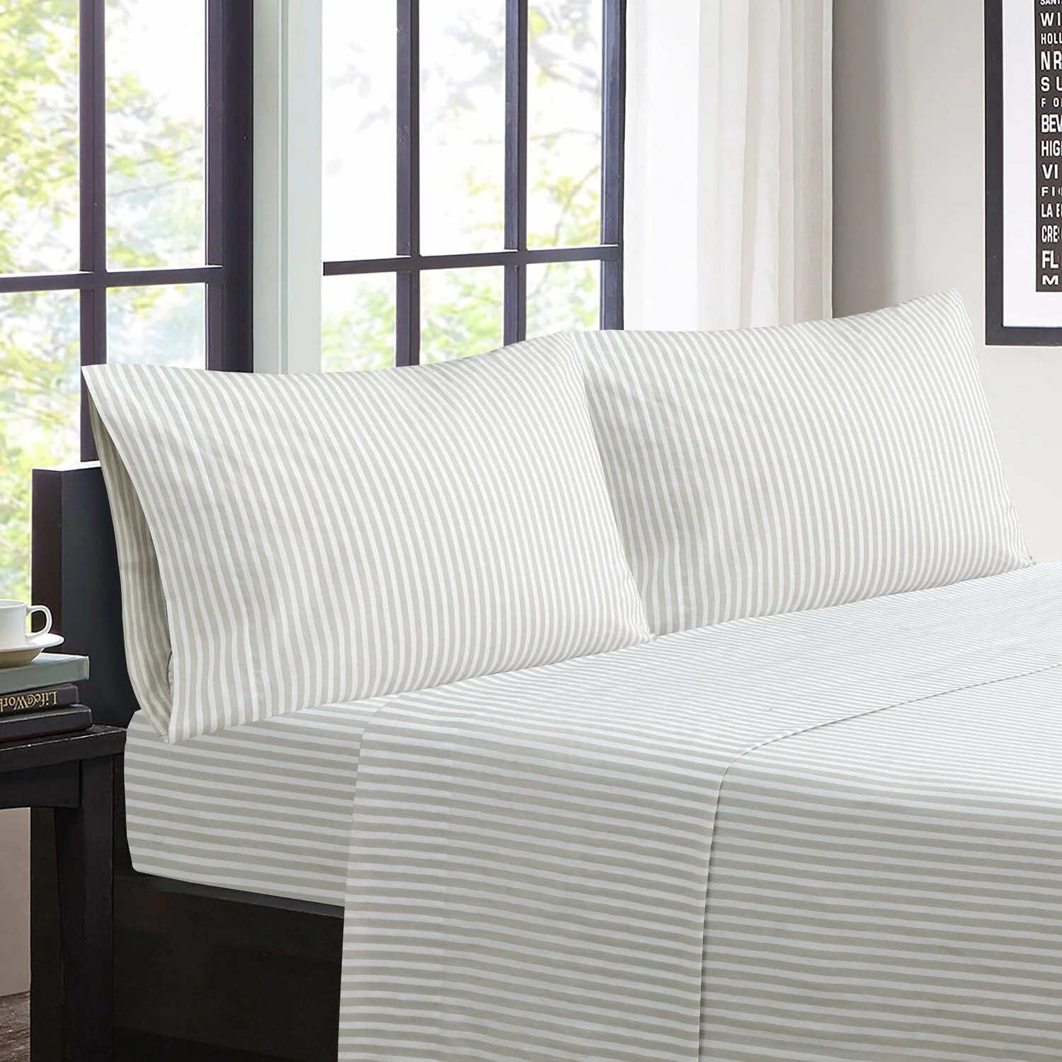 Archie 4-Piece King Cotton Sheet Set - Light Grey