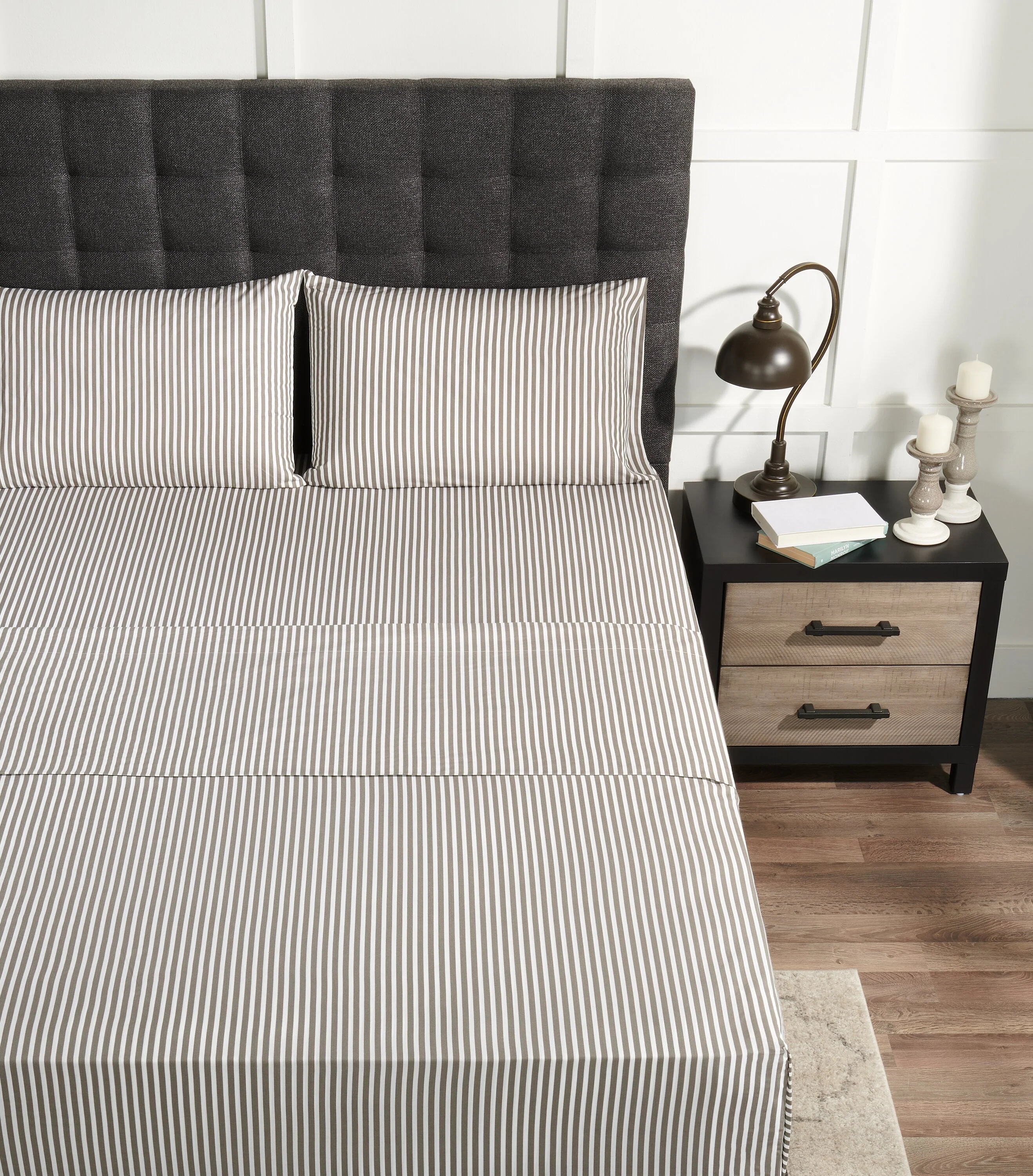 Archie 4-Piece Queen Cotton Sheet Set - Dark Grey - Image 2