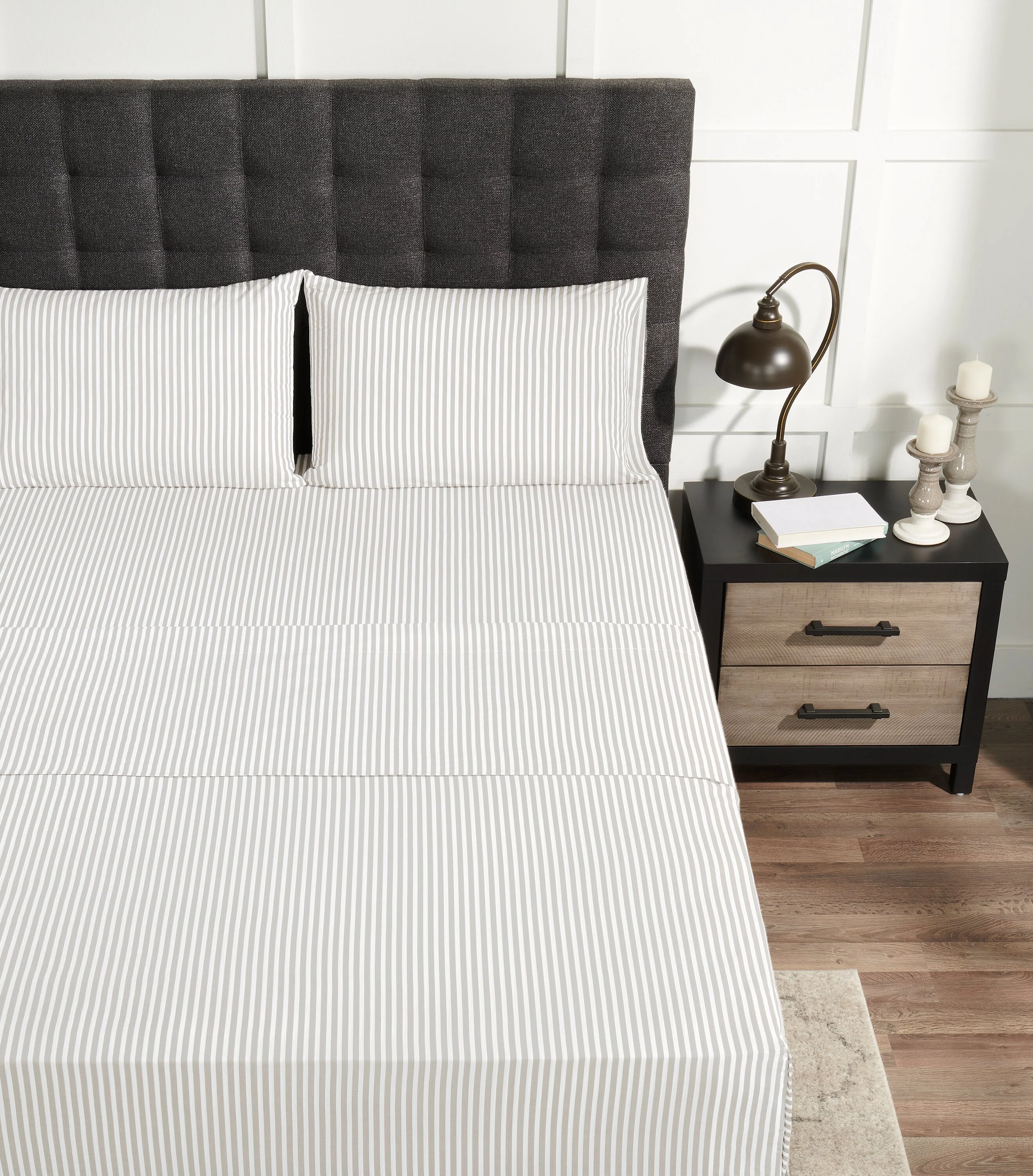 Archie 4-Piece Queen Cotton Sheet Set - Light Grey - Image 2