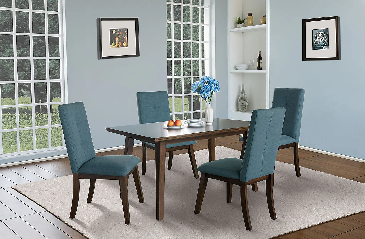Argyle Fabric Dining Chair - Aqua - Image 5