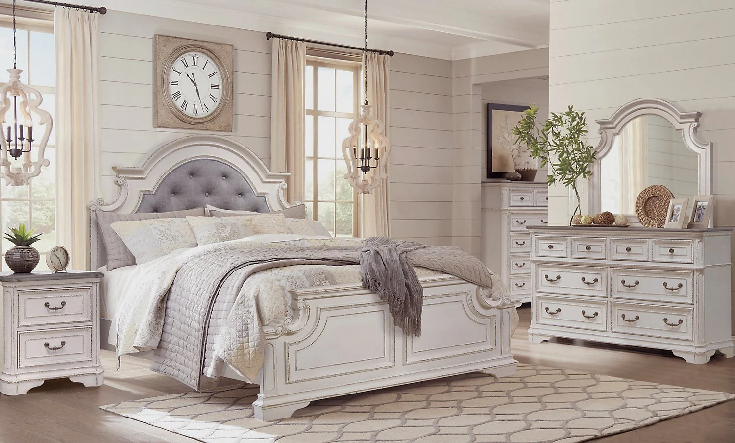 Aurelia 6-Piece King Bedroom Set -Antique White - Image 3