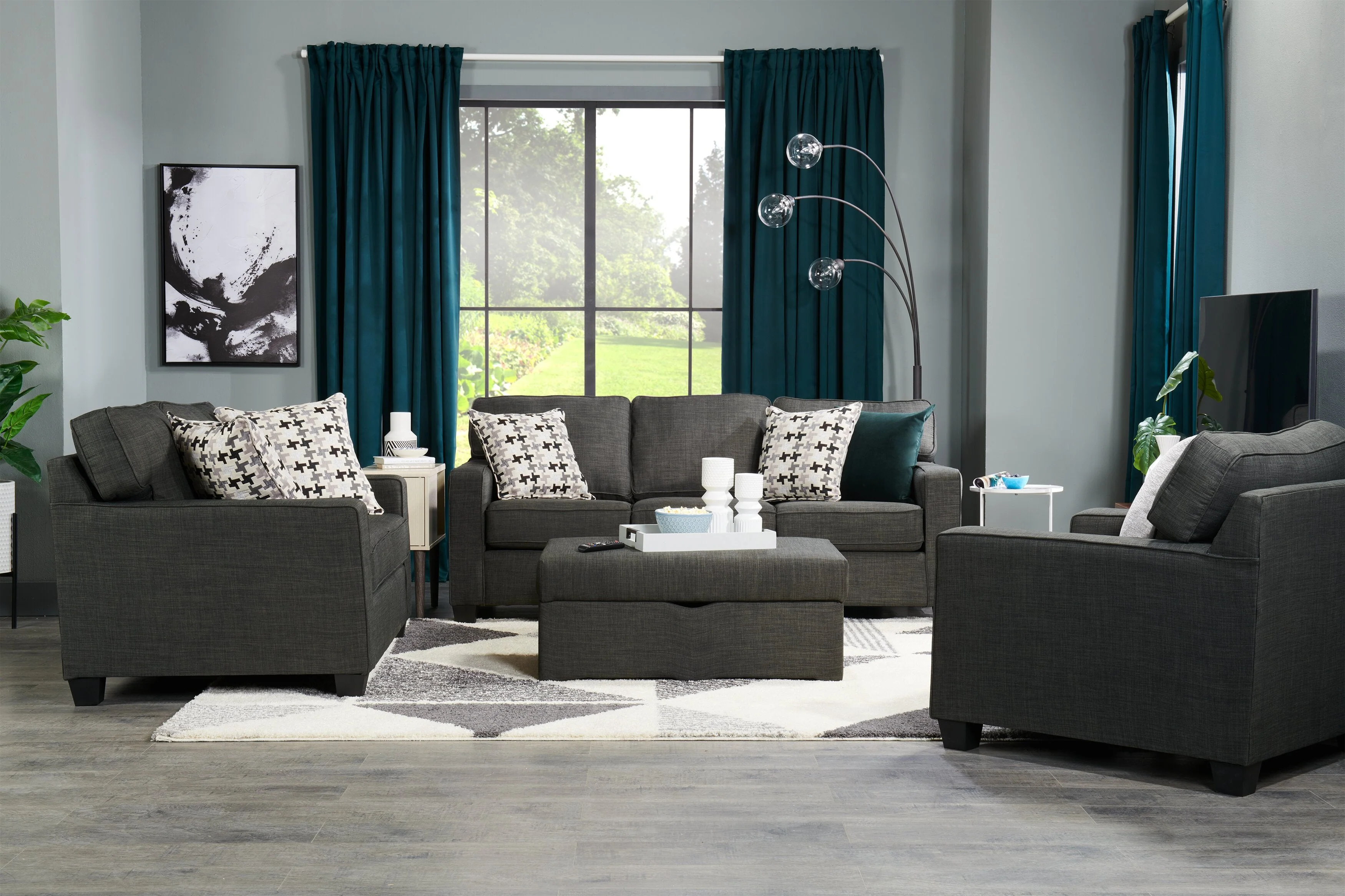 Ballenas Linen-Look Fabric Chair - Charcoal Grey - Image 6