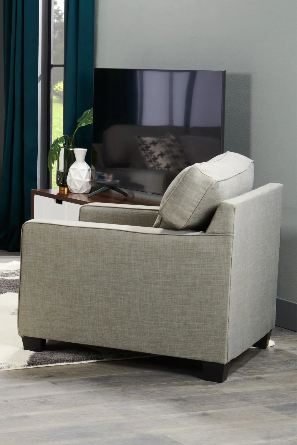 Ballenas Linen-Look Fabric Chair - Light Grey - Image 5