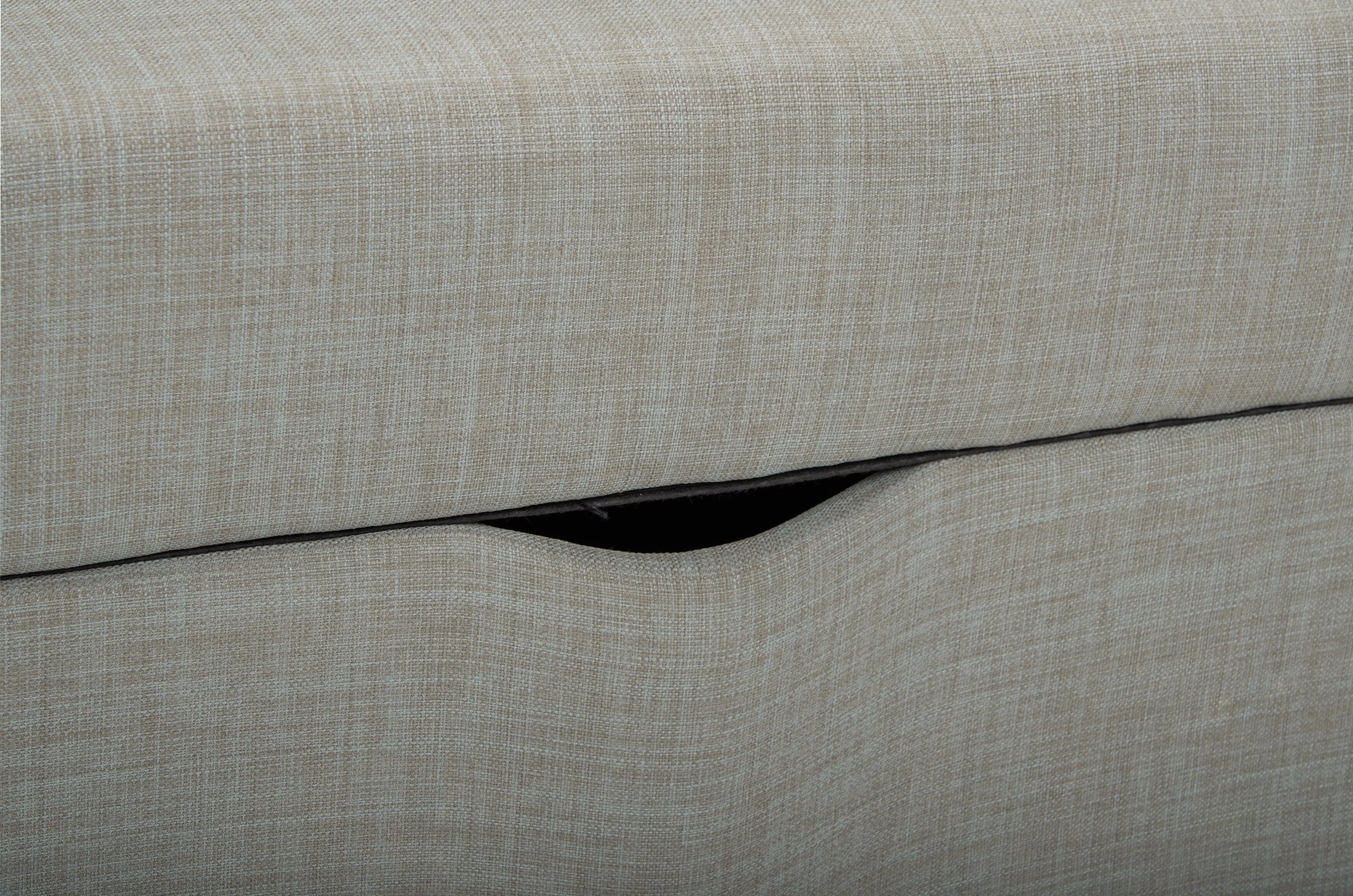Ballenas Linen-Look Fabric Ottoman - Light Grey - Image 5