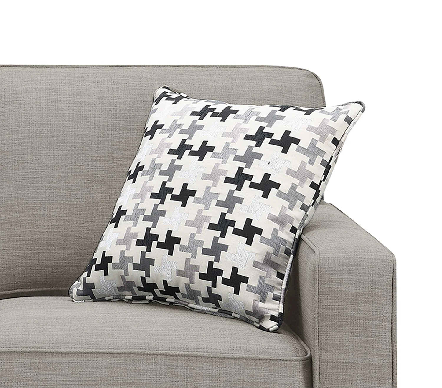 Ballenas Linen-Look Fabric Sofa - Light Grey - Image 3