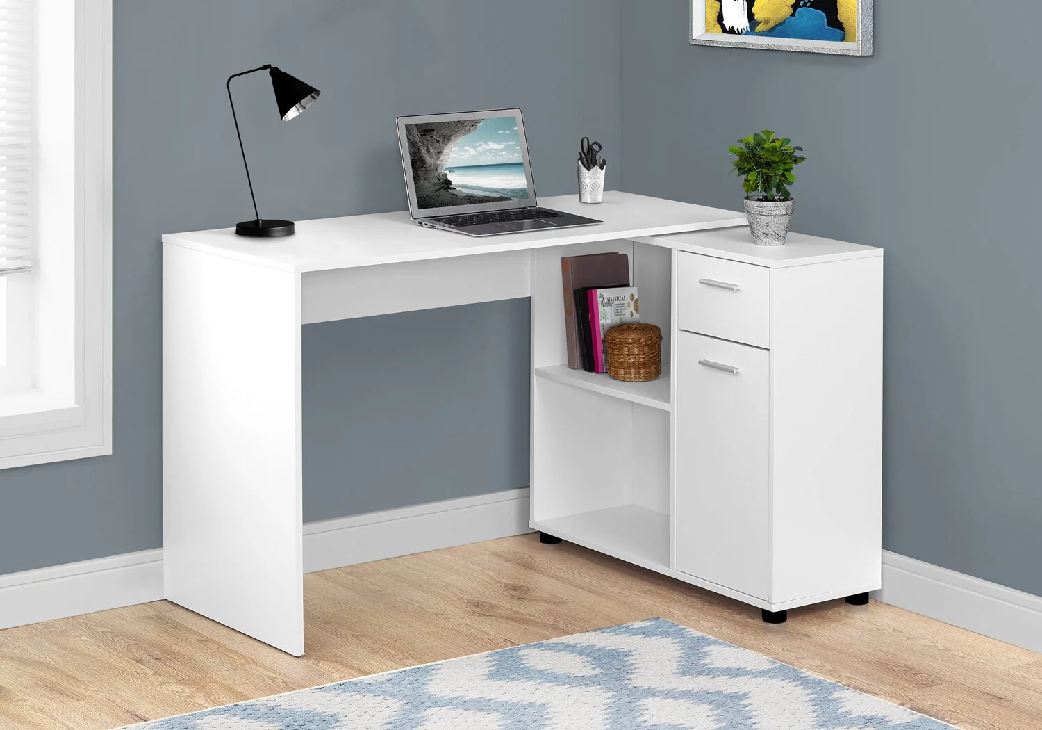 Beckett L-Shaped Desk - White - Image 3