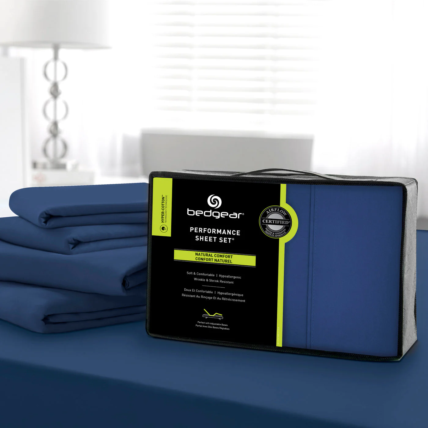 Bedgear™ Hyper-Cotton™ Full Sheet Set - Navy - Image 2