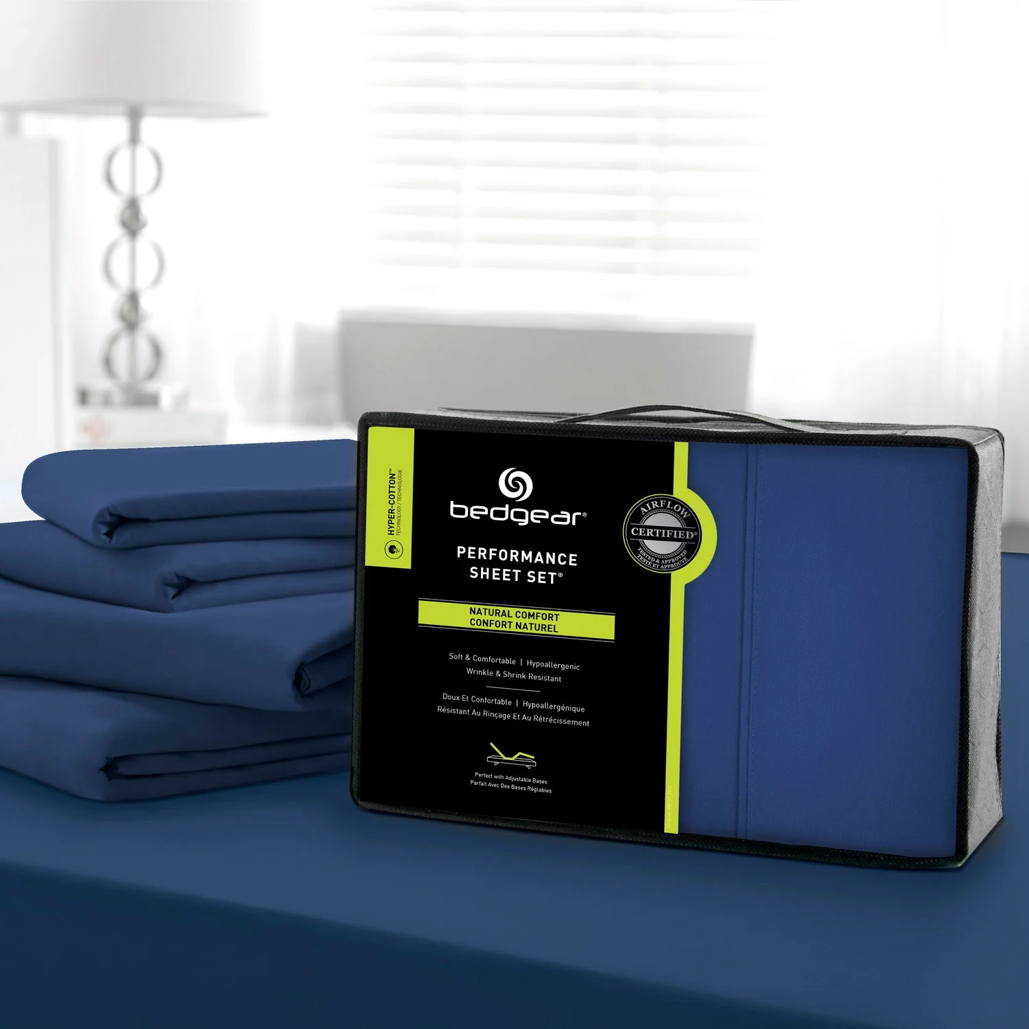 BEDGEAR Hyper-Cotton™ King Split Sheet Set - Navy - Image 2