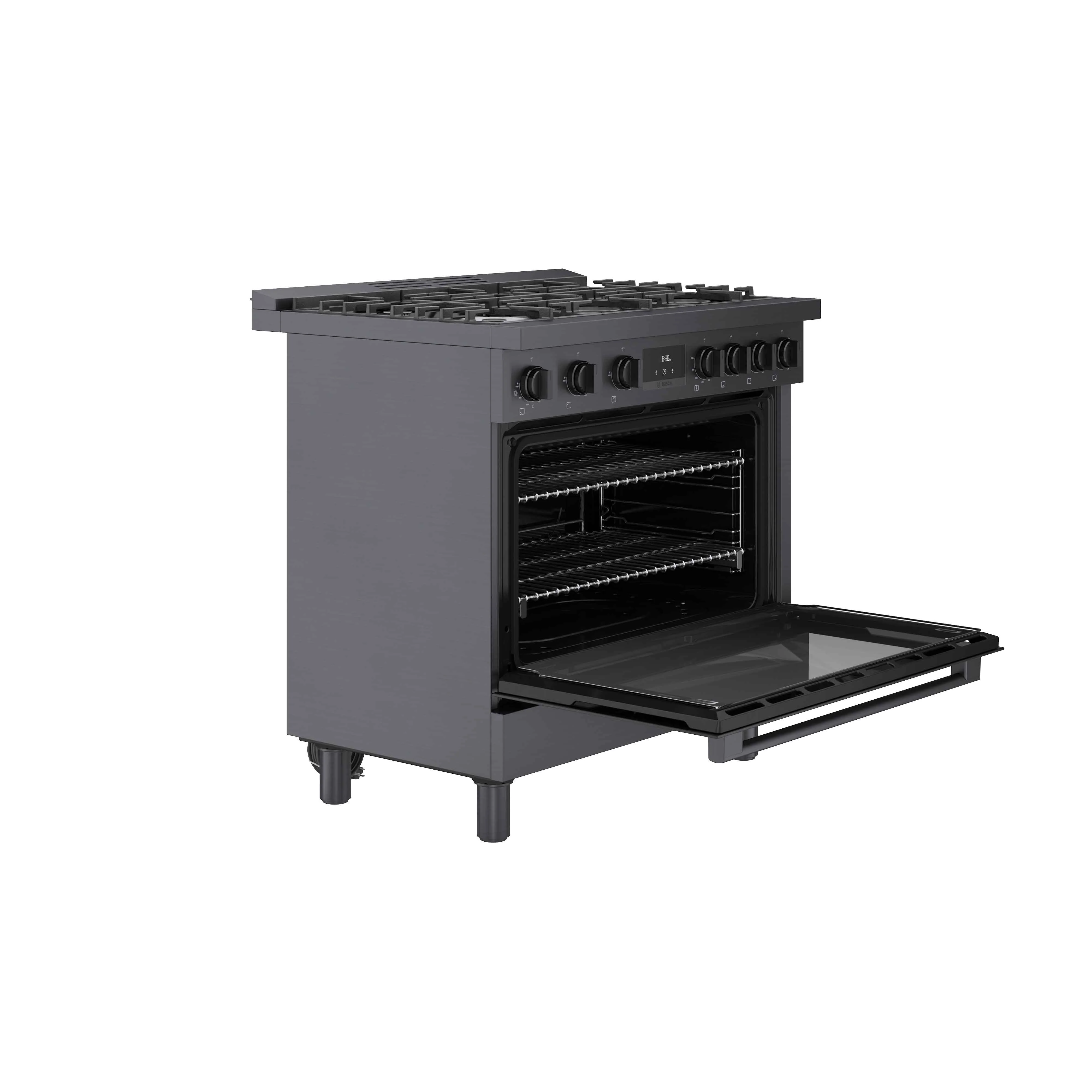Bosch 36" Industrial Style Gas Range Black Stainless Steel - HGS8645UC - Image 10