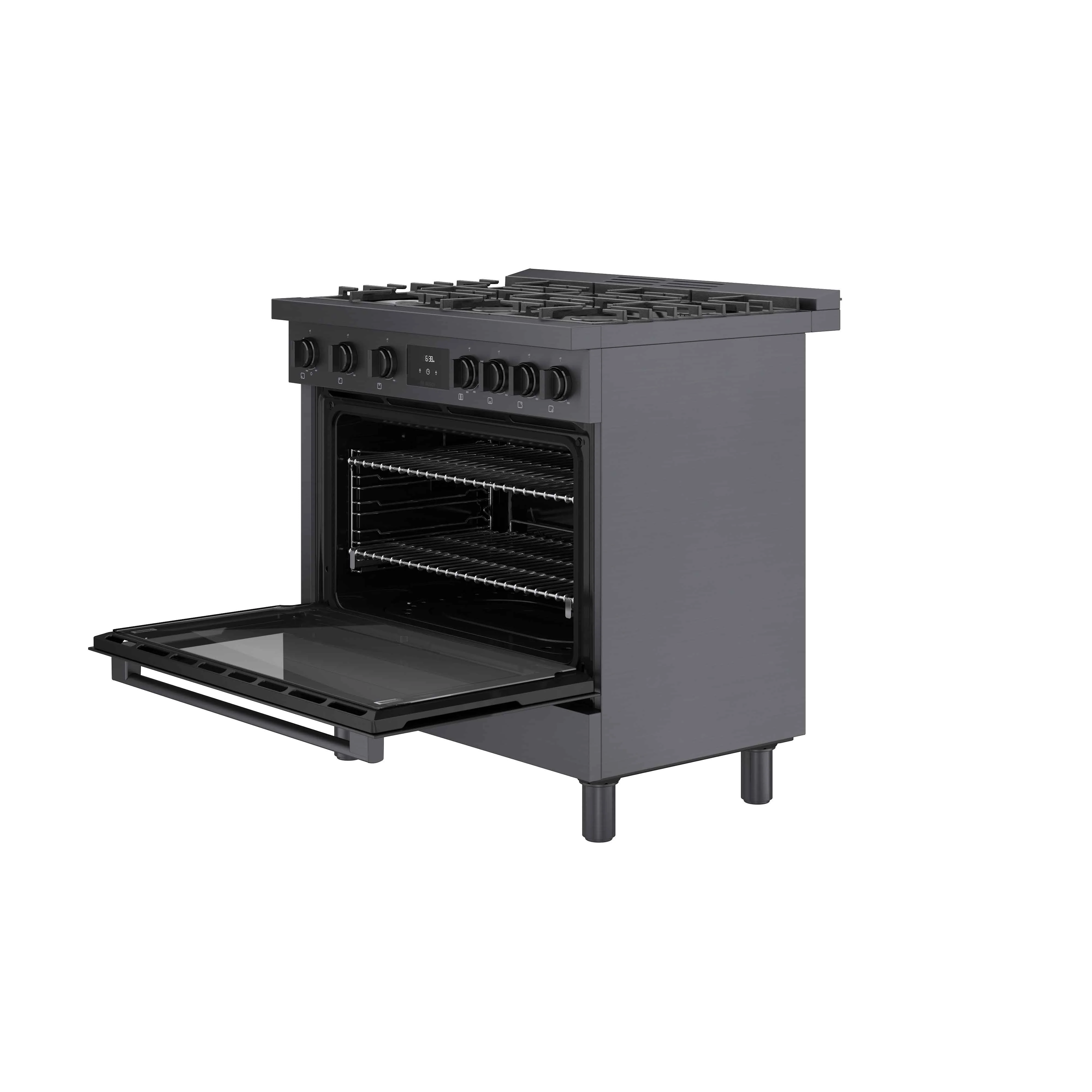 Bosch 36" Industrial Style Gas Range Black Stainless Steel - HGS8645UC - Image 11