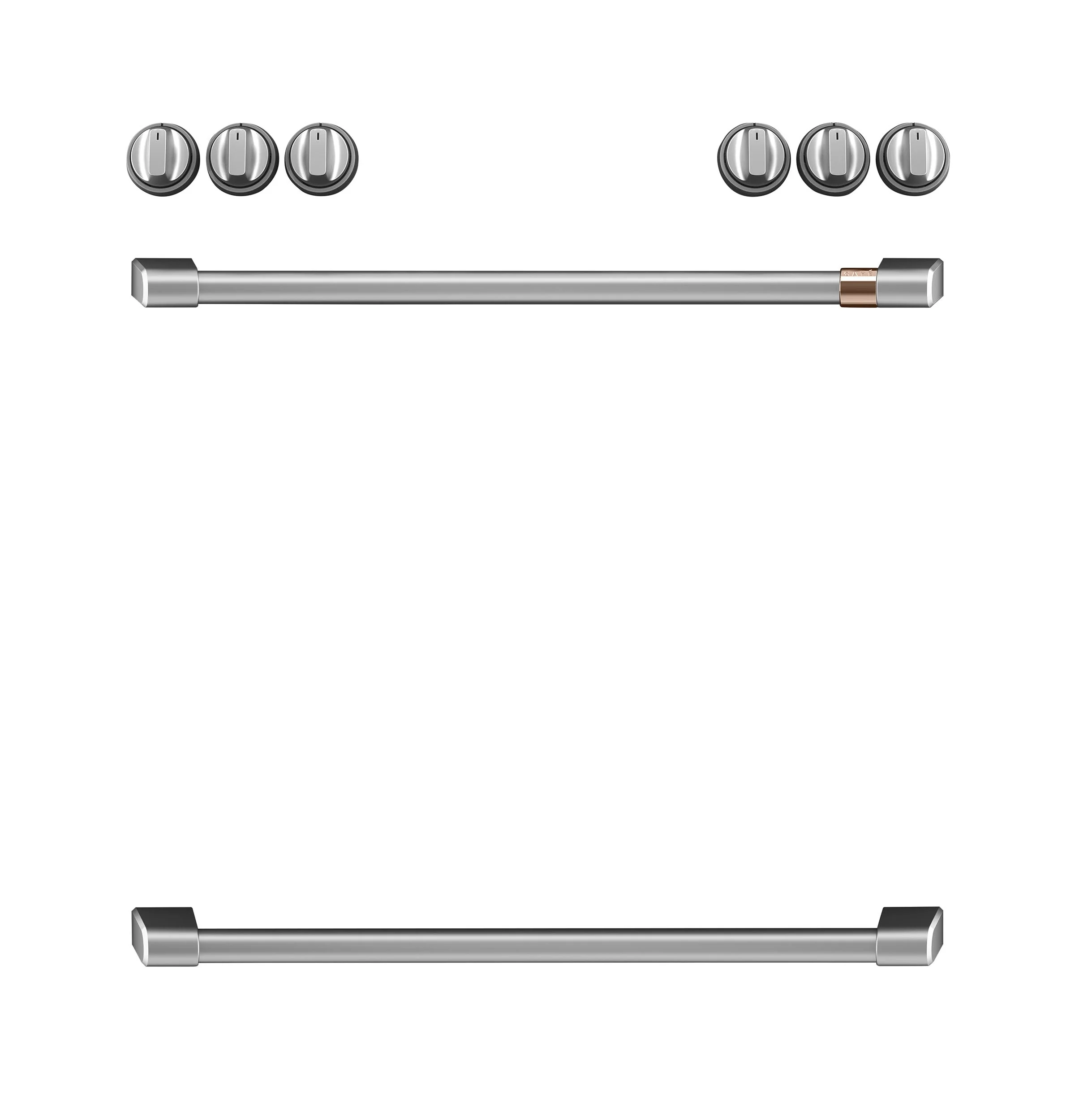 Café™ Brushed Stainless Front Control Electric Knobs and Handles Set - CXFCEHKPMSS