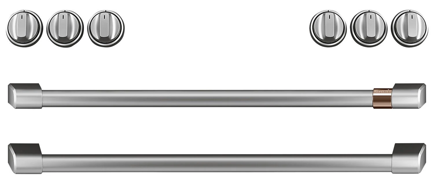 Café Gas Range Brushed Stainless Steel Knobs and Handles Set - CXFCGHKPMSS
