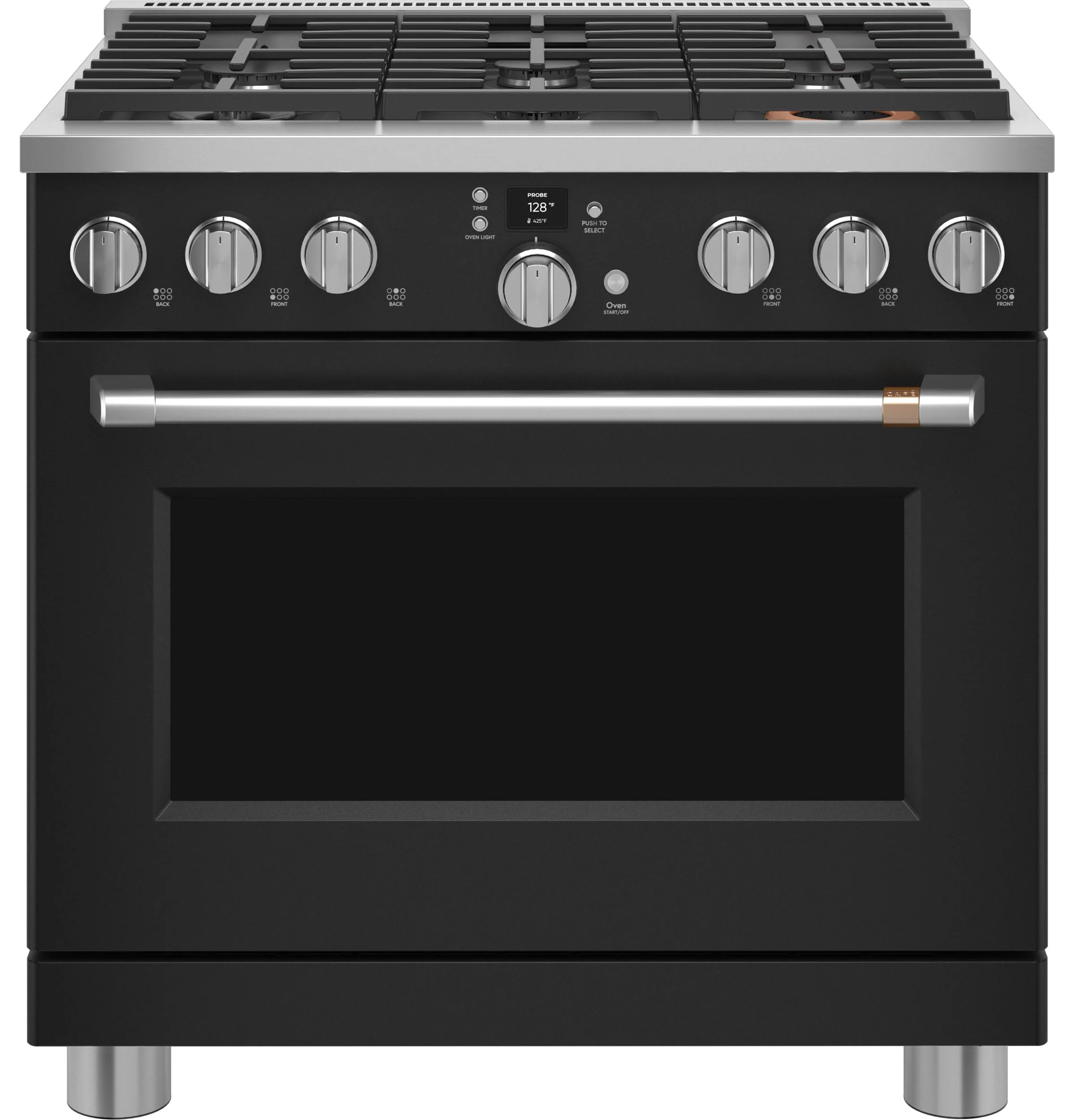 Café Matte Black 36" Commercial-Style 6-Burner Dual-Fuel Smart Range (5.75 Cu.Ft) - C2Y366P3TD1