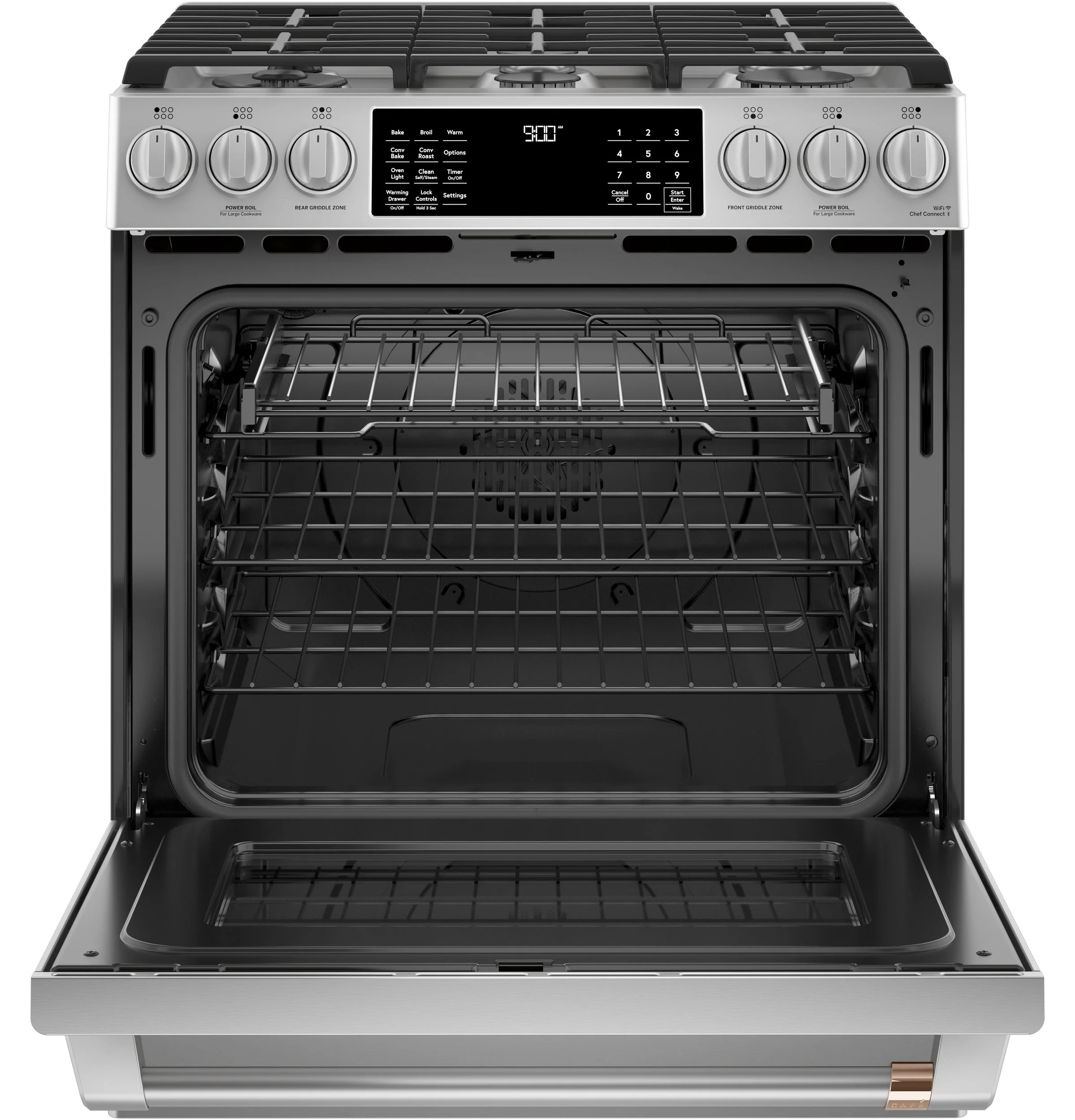 Café™ Stainless Steel 30" Slide-In Front Control Dual-Fuel Convection Range with Warming Drawer (5.7 Cu.Ft) - CC2S900P2MS1 - Image 3