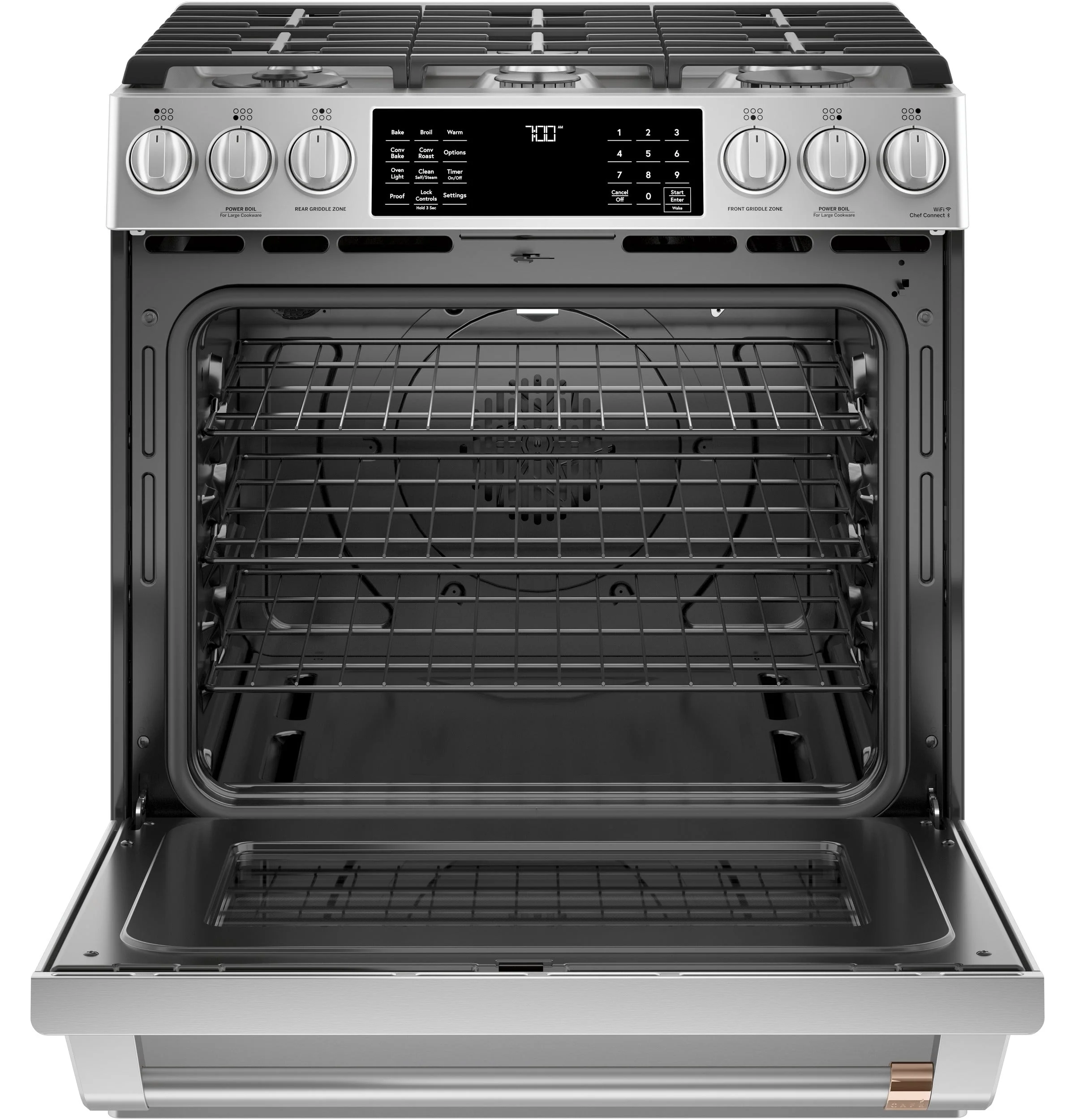 Café™ Stainless Steel 30" Slide-In Front Control Gas Oven with Convection Range (5.6 Cu.Ft) - CCGS700P2MS1 - Image 2