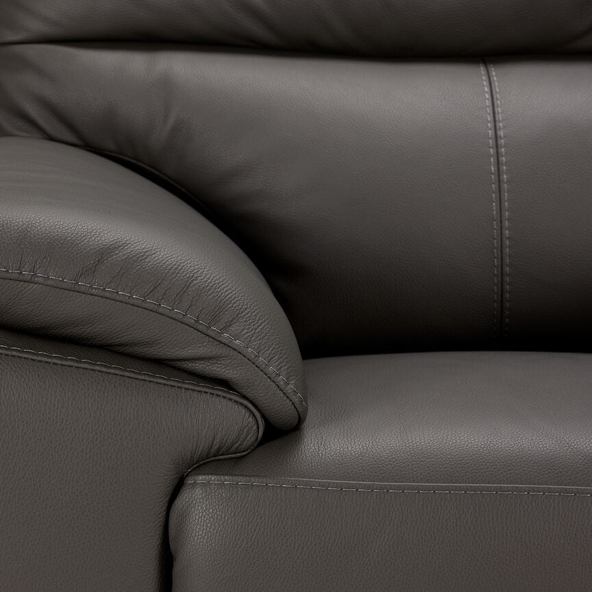 Chicago Leather Sofa and Chair Set - Grey - Image 4