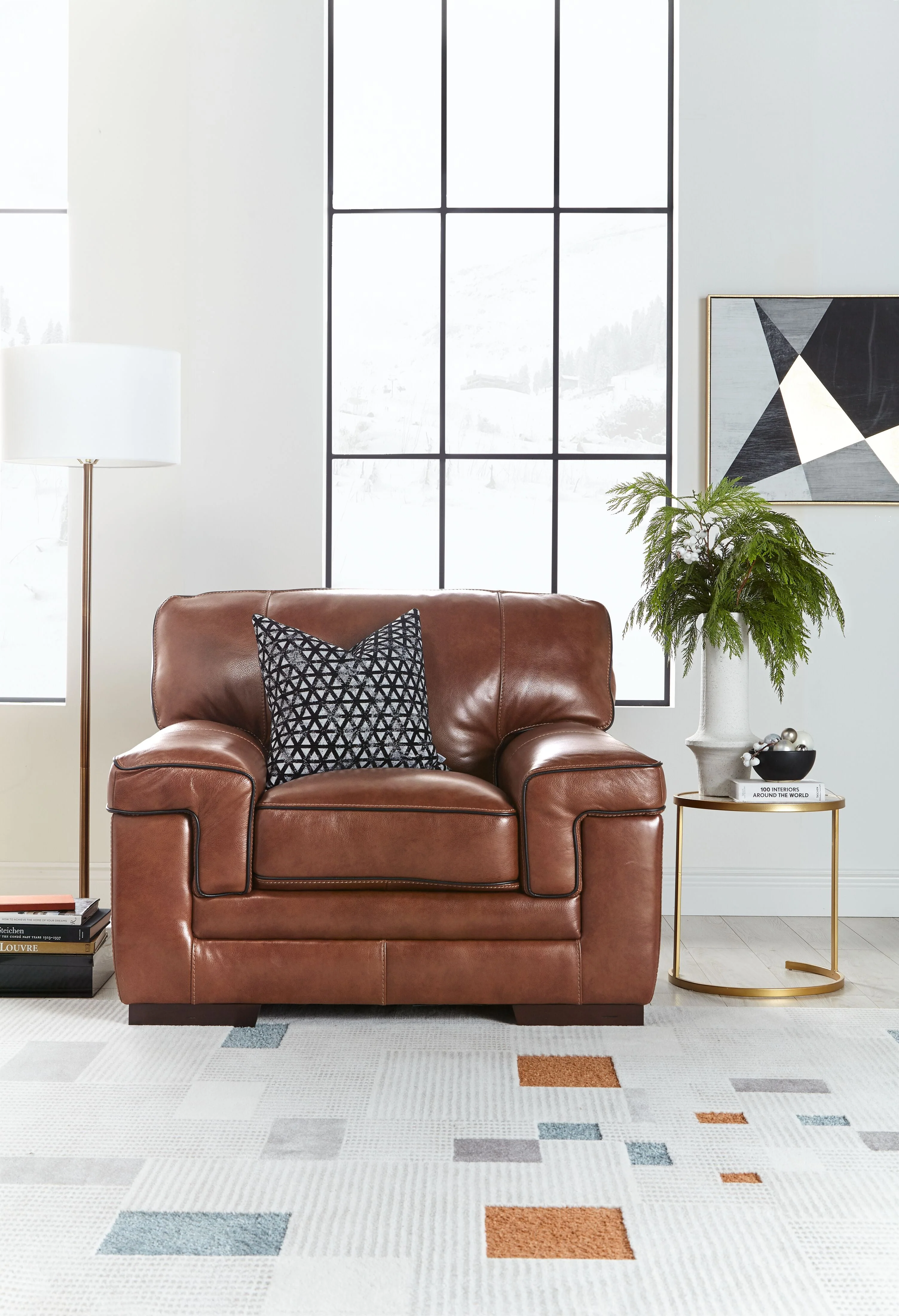 Colton Genuine Leather Chair - Cognac - Image 2