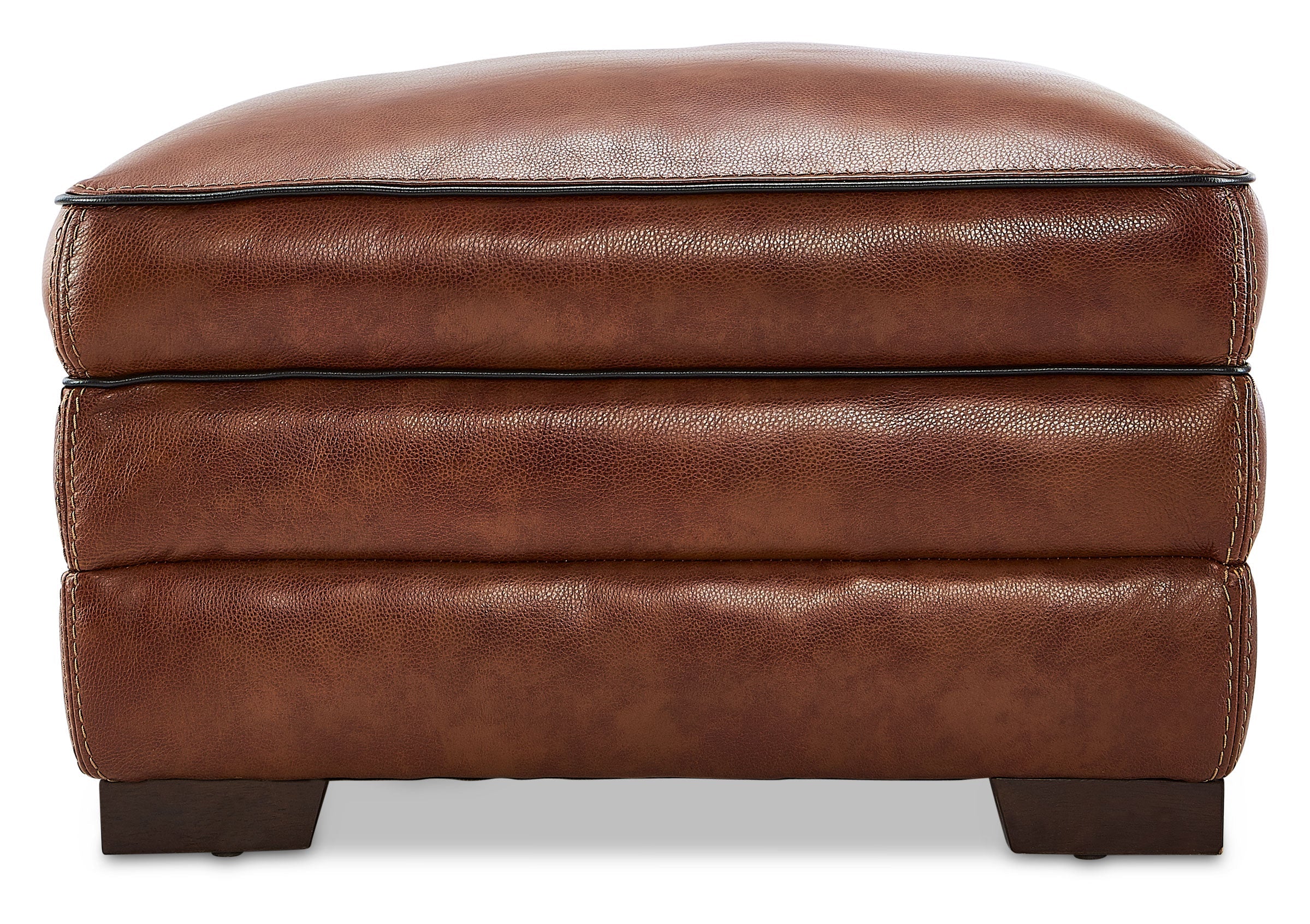 Colton Genuine Leather Ottoman - Cognac - Image 2