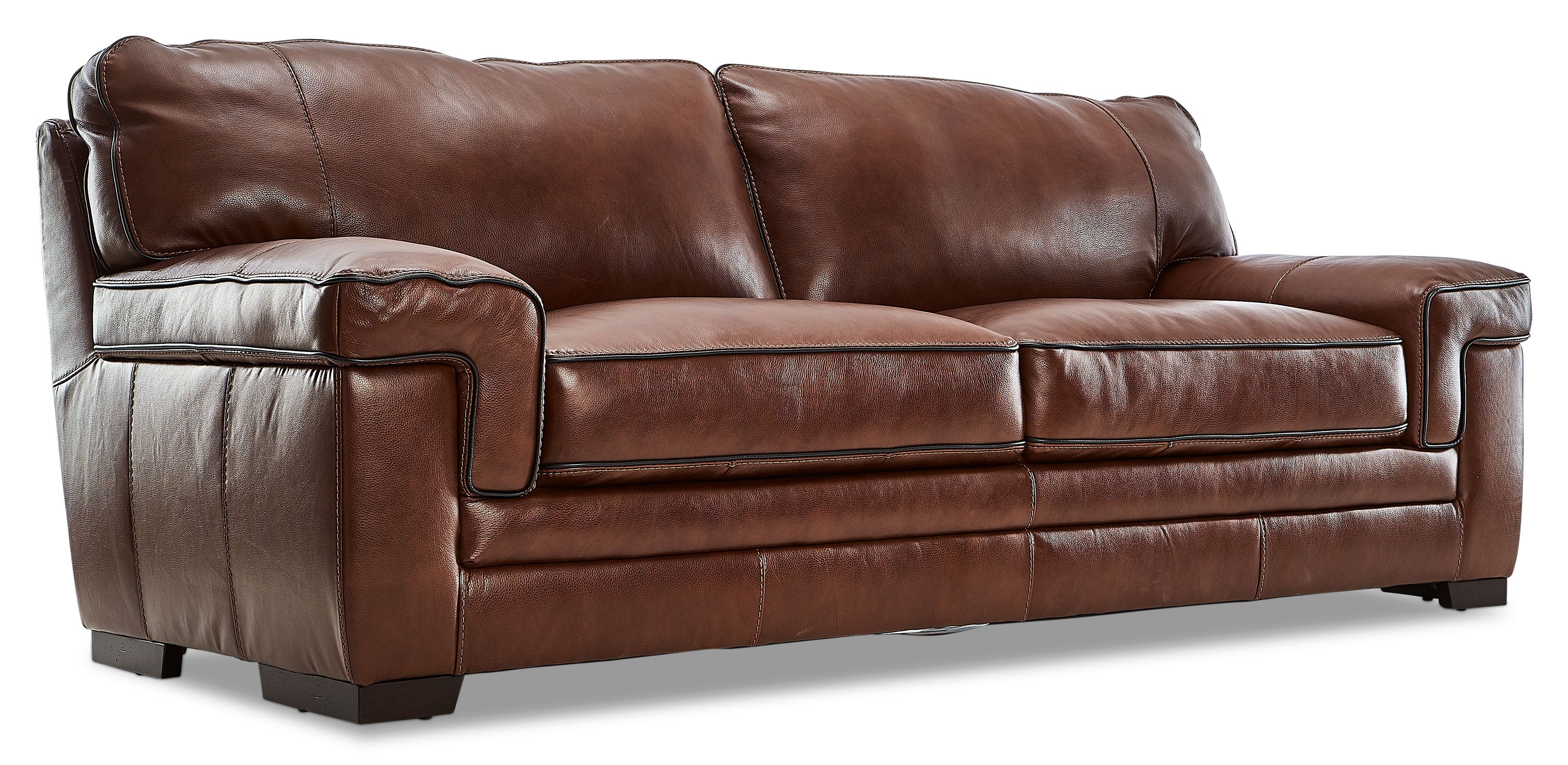 Colton Genuine Leather Sofa and Chair Set - Cognac - Image 2