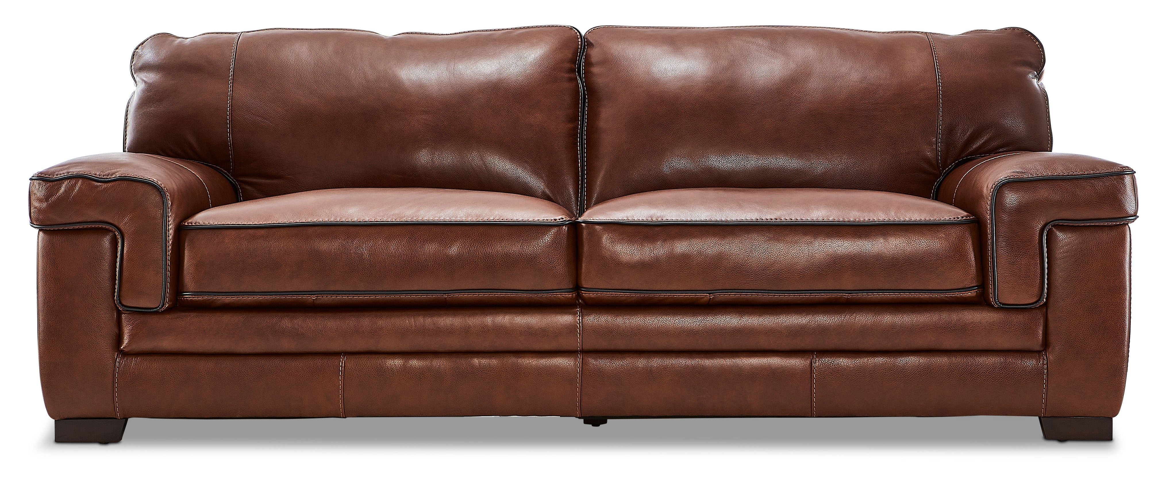 Colton Genuine Leather Sofa - Cognac - Image 2