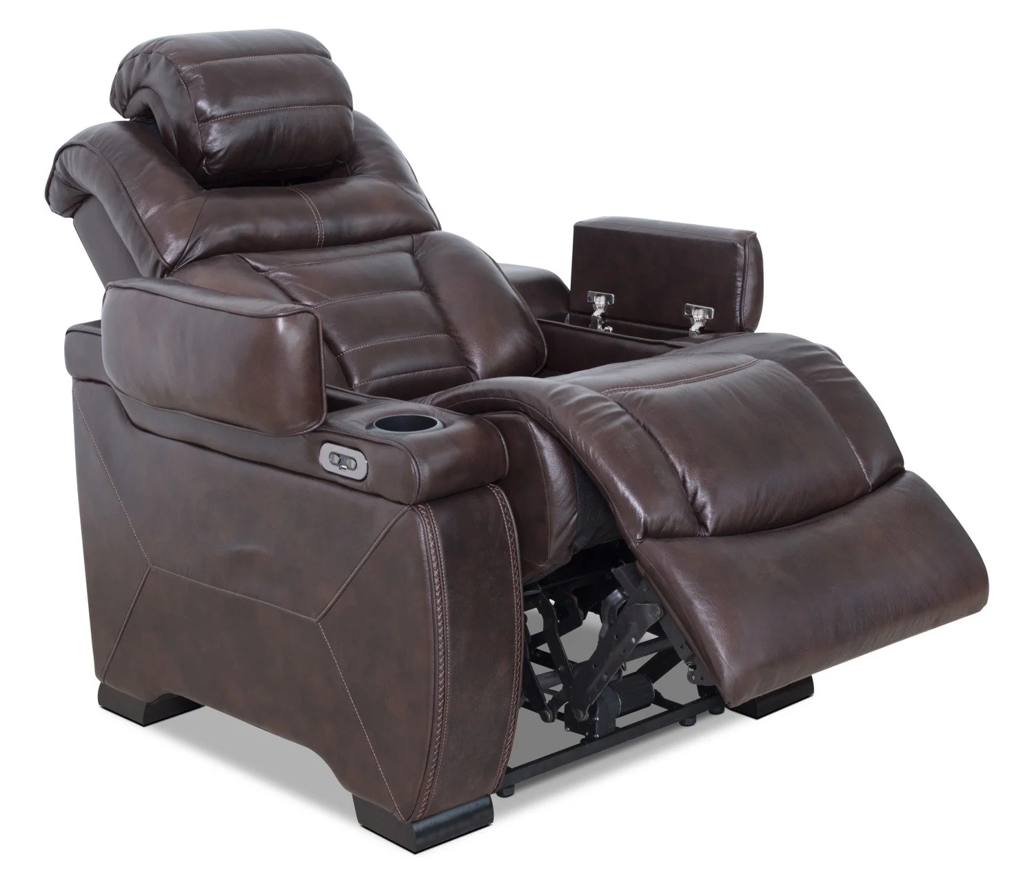 Costa Genuine Leather Power Reclining Chair - Brown - Image 3