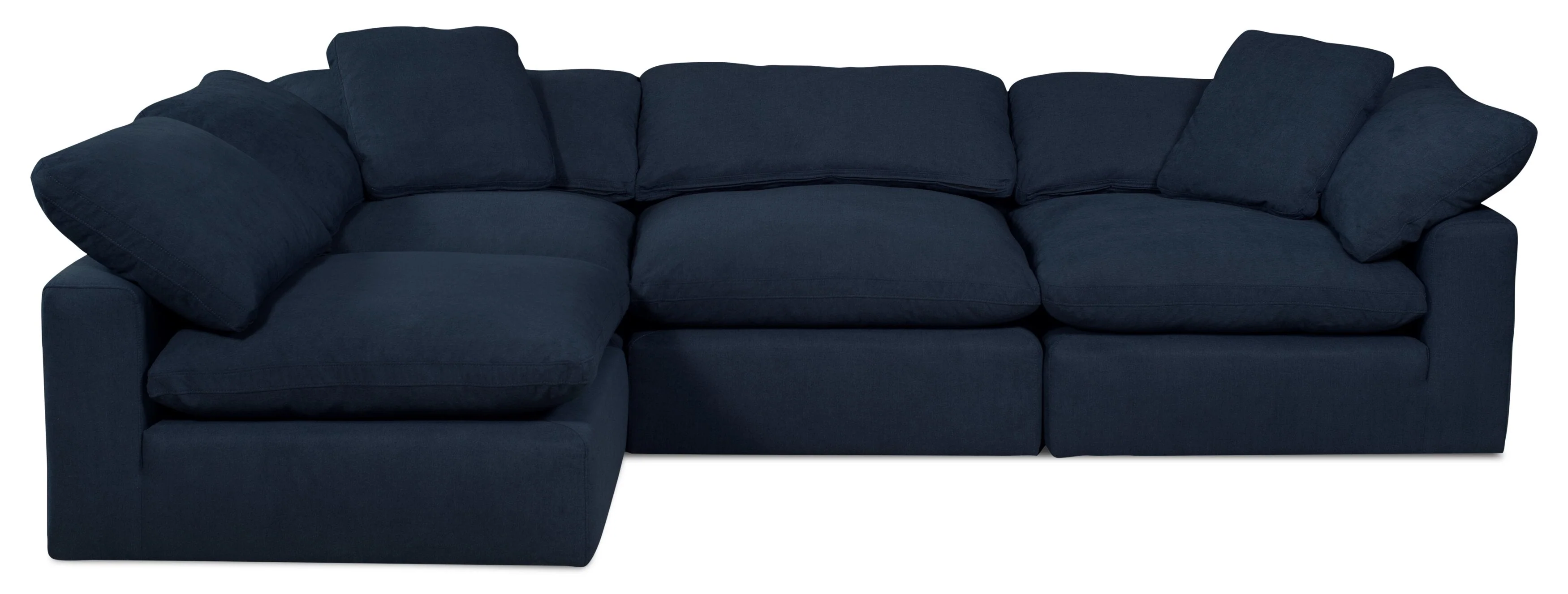 Dalyn 4-Piece Linen-Look Fabric Modular Sectional - Navy - Image 2