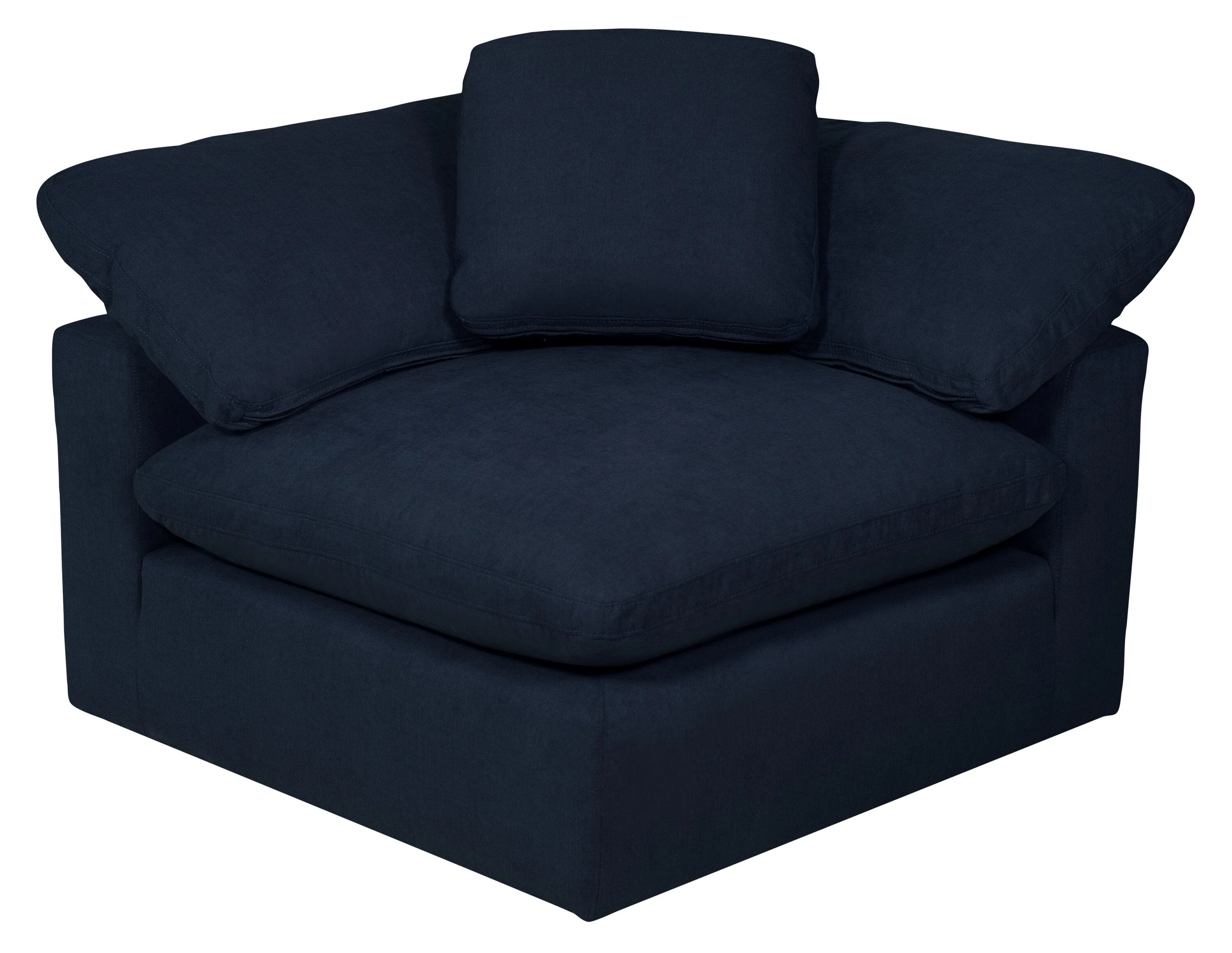 Dalyn 4-Piece Linen-Look Fabric Modular Sectional - Navy - Image 3