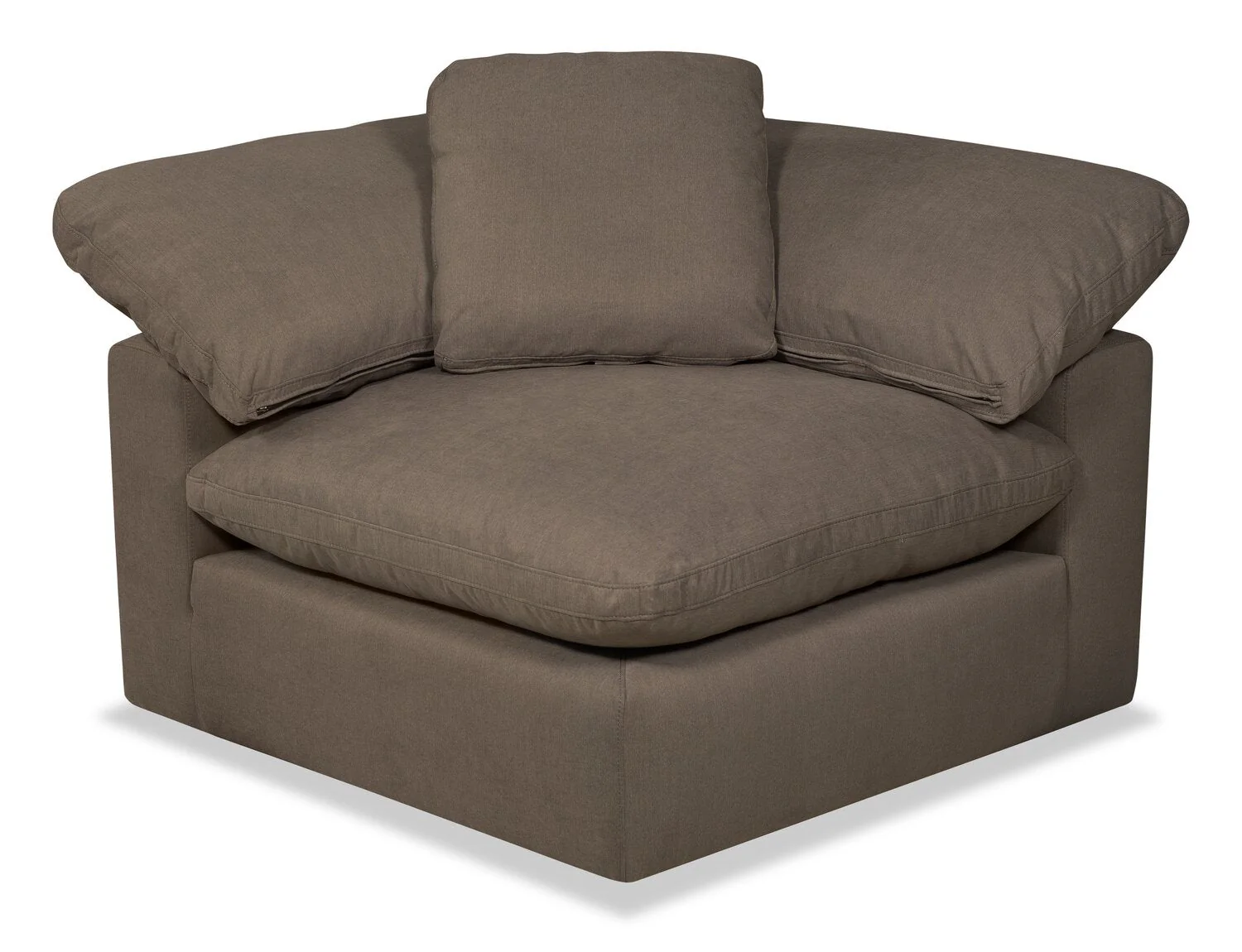 Dalyn 4-Piece Linen-Look Fabric Modular Sectional with Ottoman - Slate - Image 3