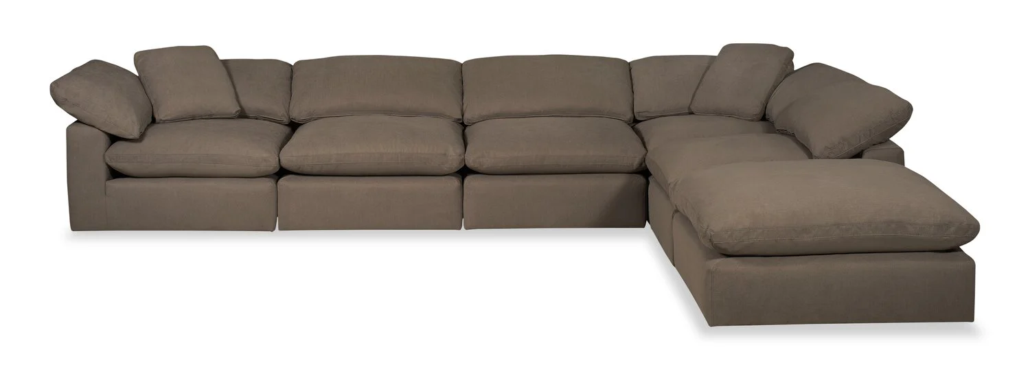 Dalyn 6-Piece Linen-Look Fabric Modular Sectional - Slate - Image 2