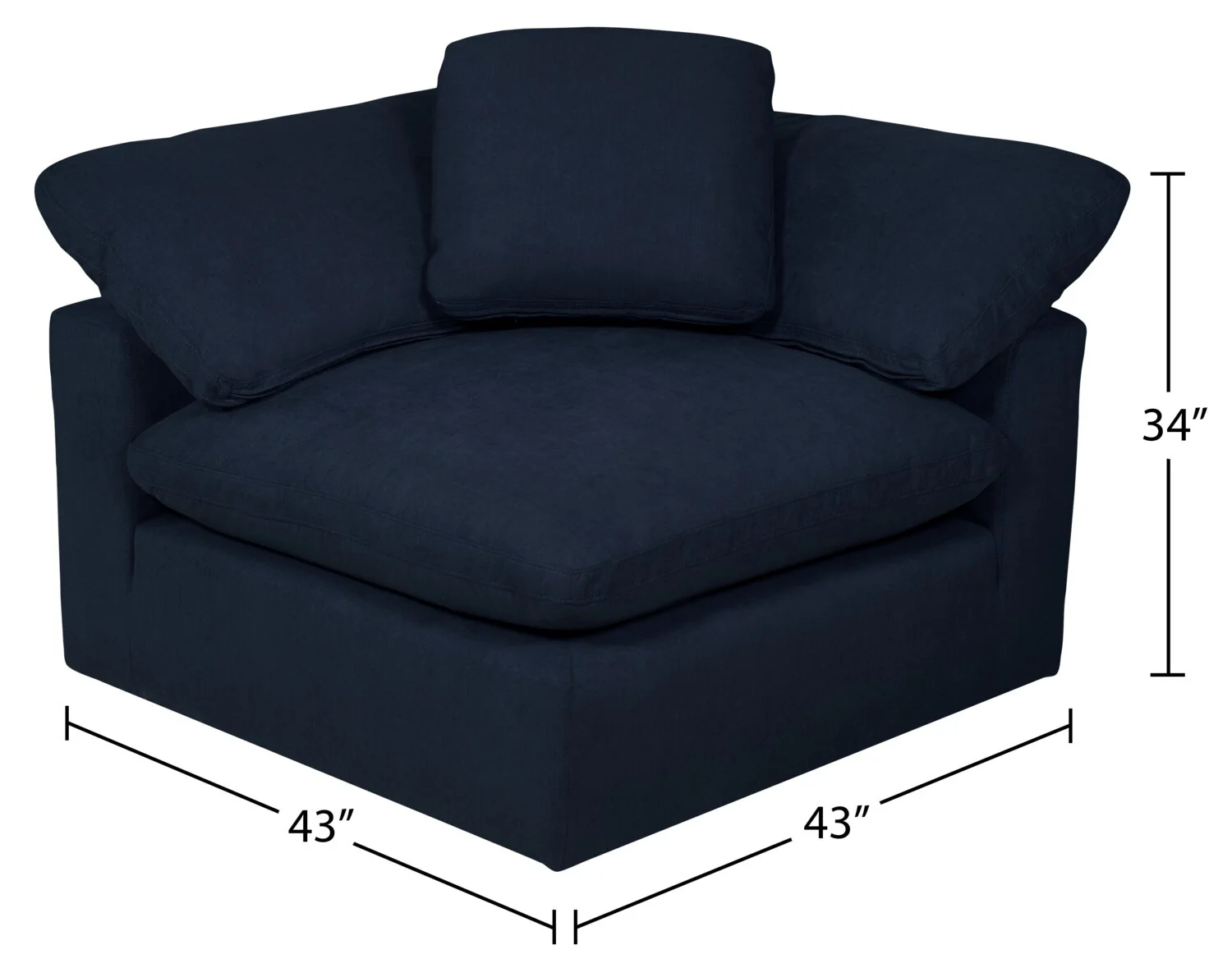 Dalyn Linen-Look Fabric Modular Armless Chair - Navy - Image 8