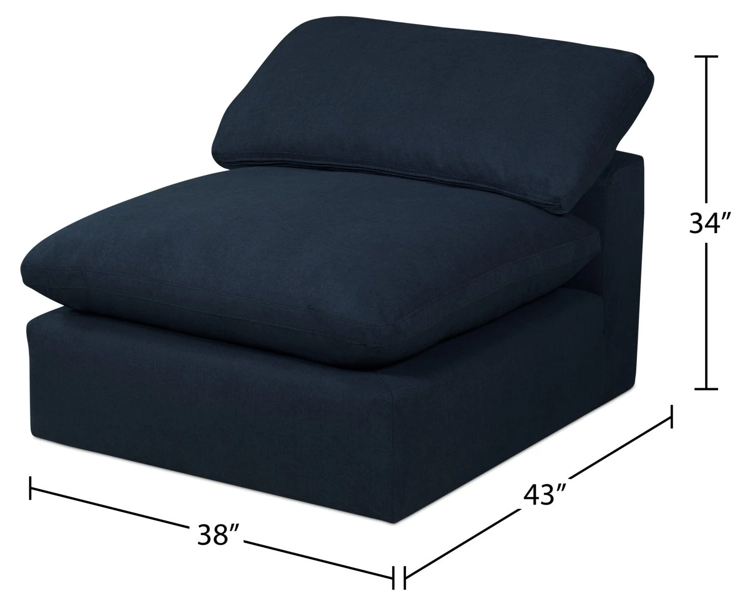 Dalyn Linen-Look Fabric Modular Corner Chair - Navy - Image 7