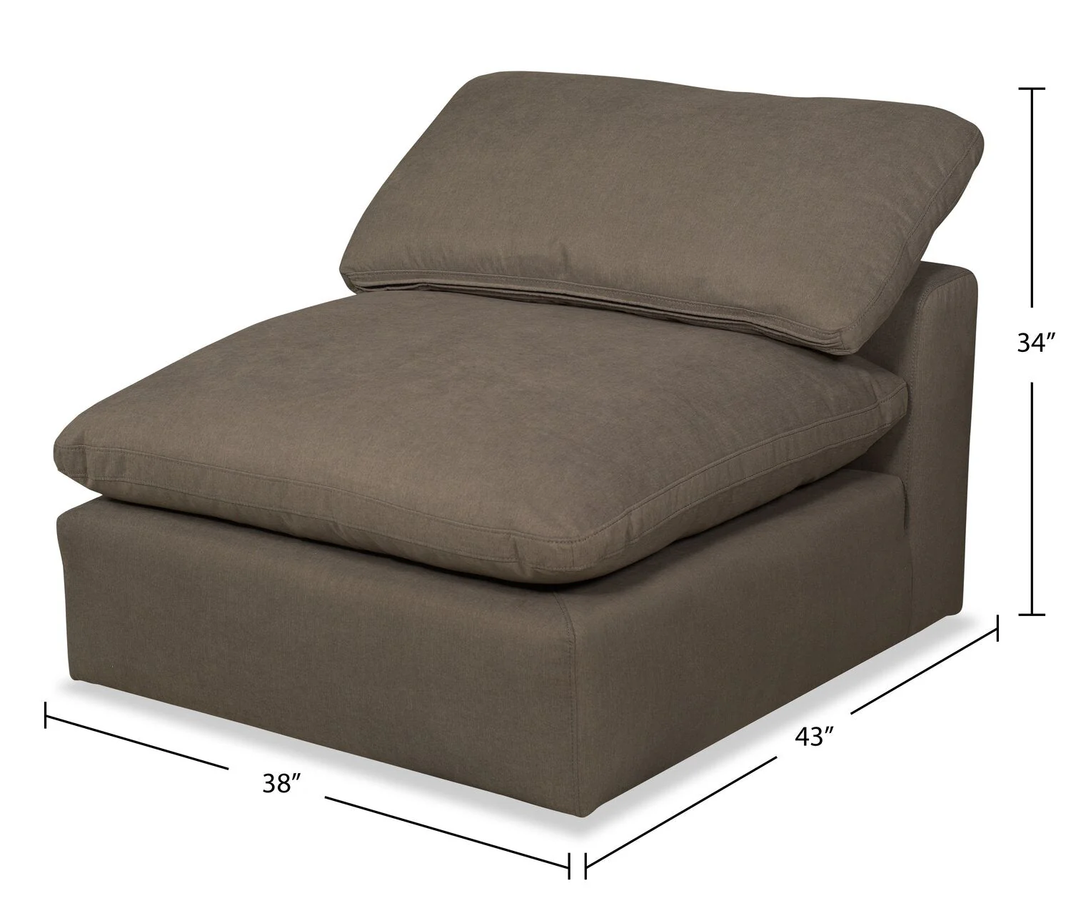 Dalyn Linen-Look Fabric Modular Corner Chair - Slate - Image 3