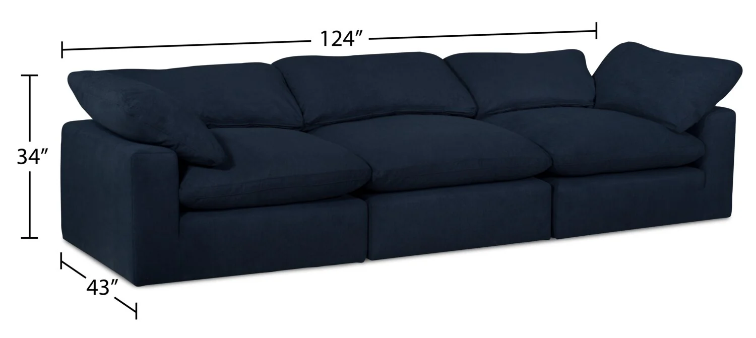 Dalyn Linen-Look Fabric Modular Sofa - Navy - Image 9