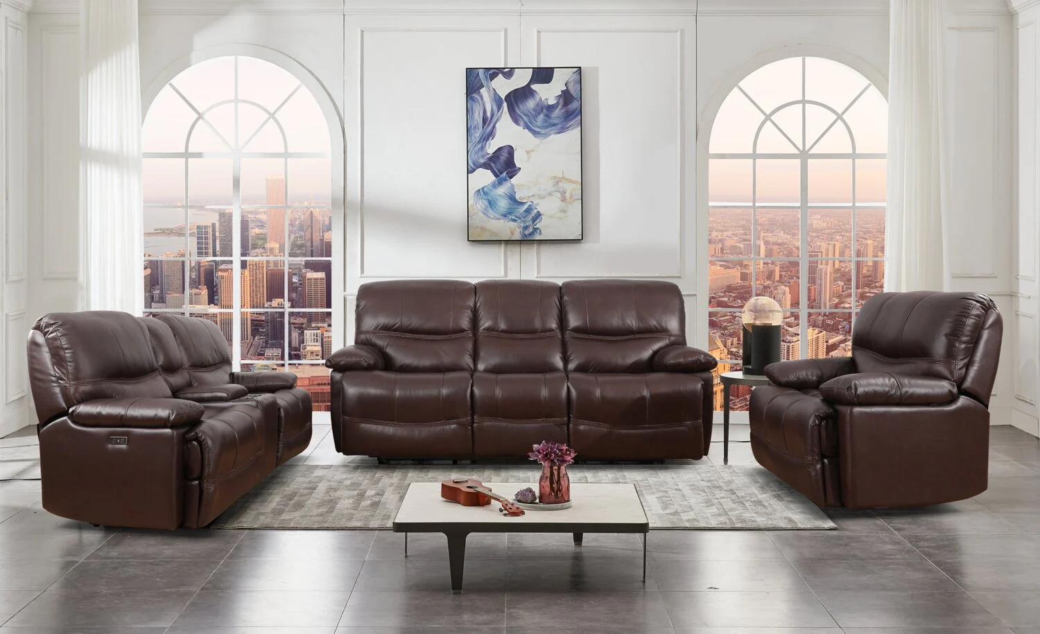 Darlington Genuine Leather Power Recliner - Brown - Image 6