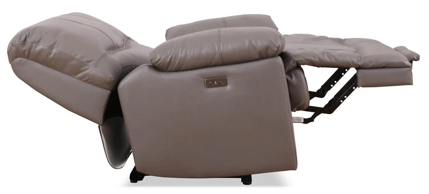 Darlington Genuine Leather Power Recliner - Grey - Image 4