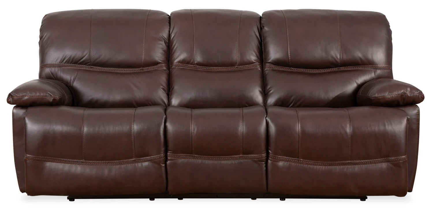 Darlington Genuine Leather Power Reclining Sofa - Brown
