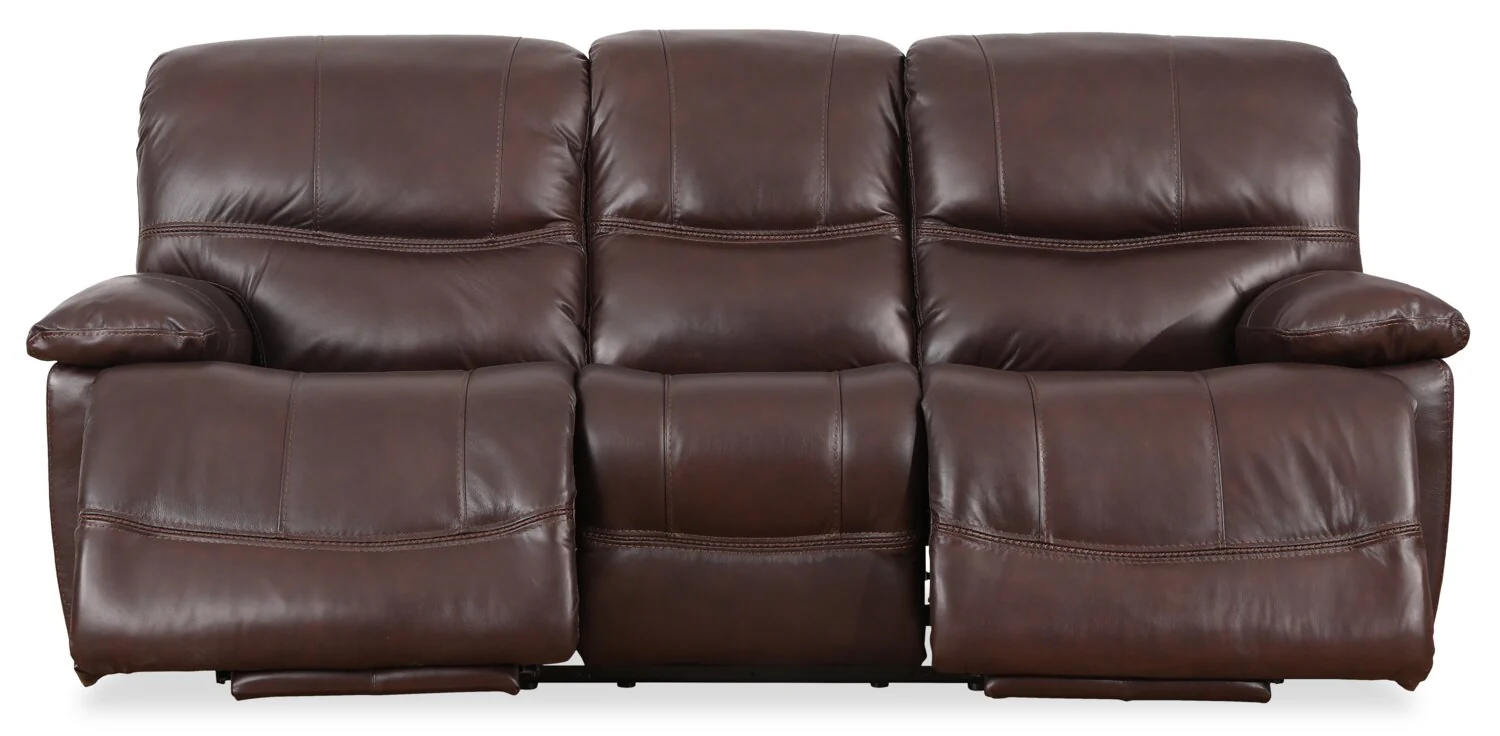 Darlington Genuine Leather Power Reclining Sofa - Brown - Image 4
