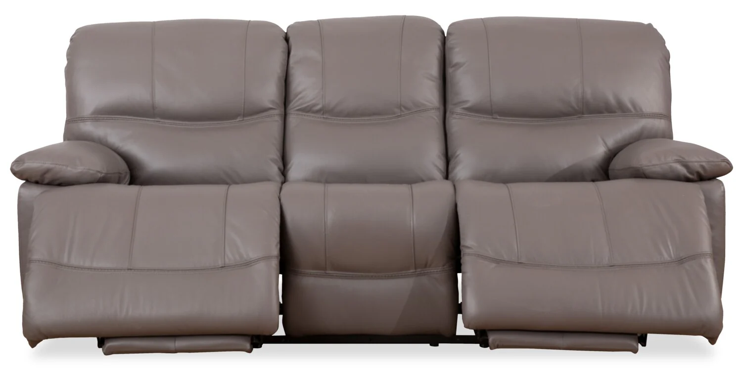 Darlington Genuine Leather Power Reclining Sofa - Grey - Image 4