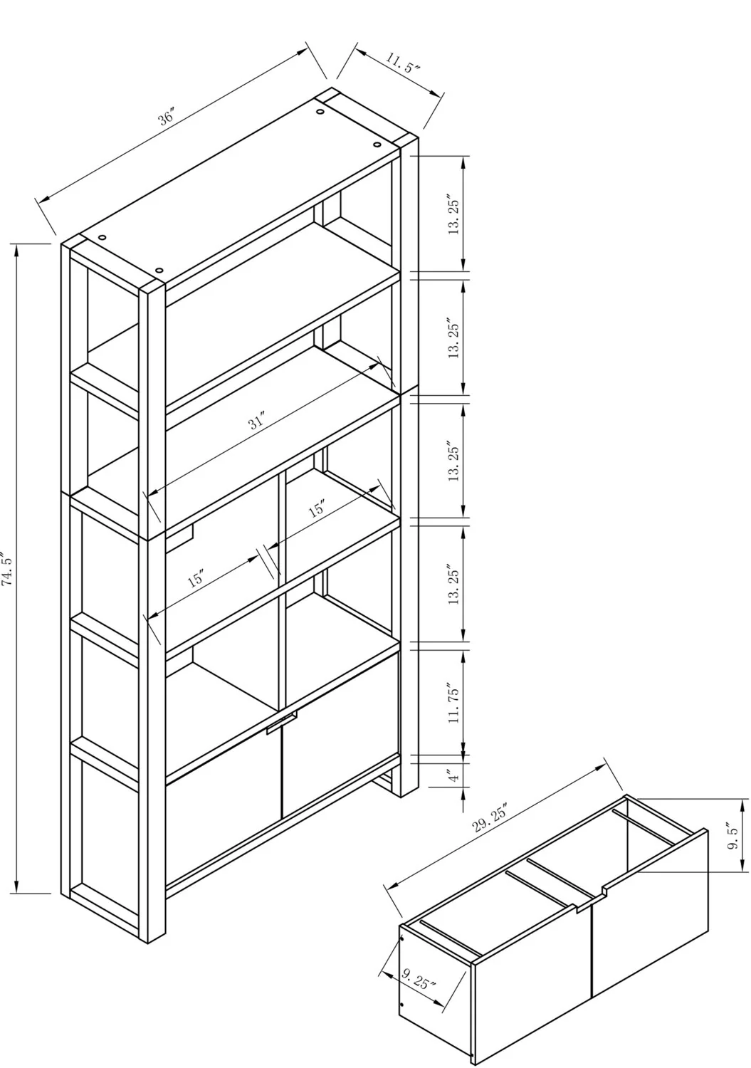Deniz 75" Bookcase - White - Image 9